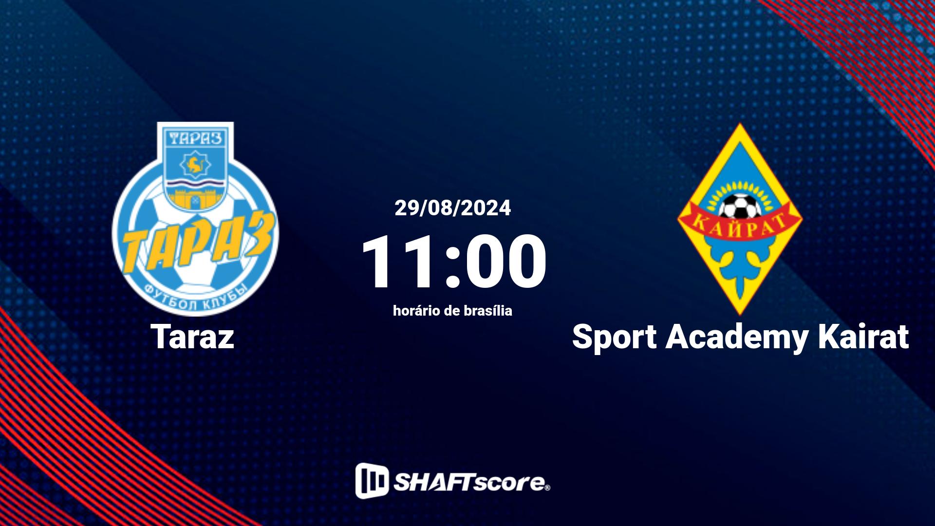 Estatísticas do jogo Taraz vs Sport Academy Kairat 29.08 11:00