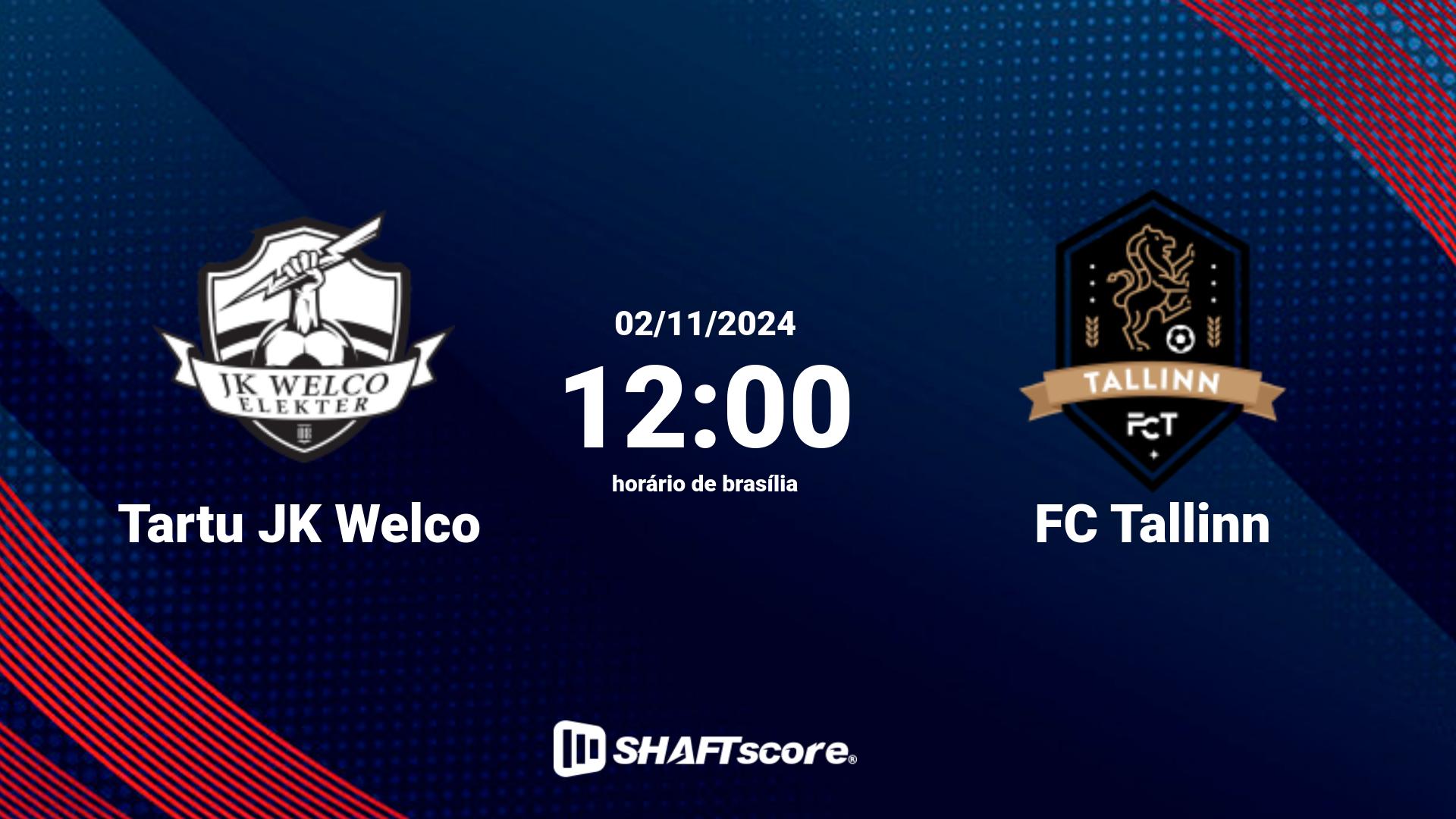 Estatísticas do jogo Tartu JK Welco vs FC Tallinn 02.11 12:00