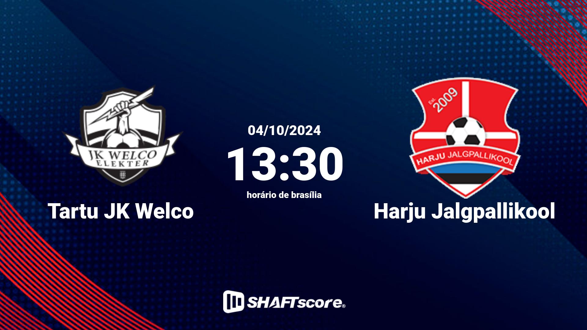 Estatísticas do jogo Tartu JK Welco vs Harju Jalgpallikool 04.10 13:30