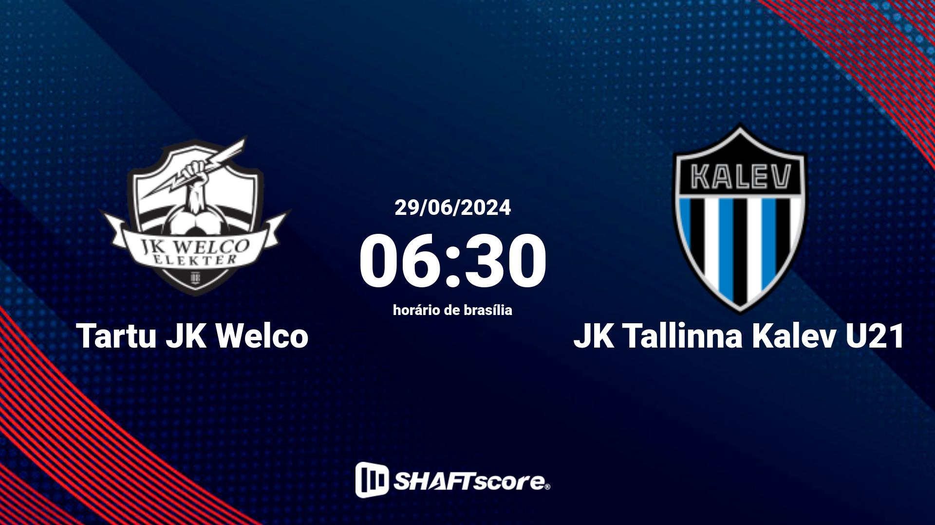 Estatísticas do jogo Tartu JK Welco vs JK Tallinna Kalev U21 29.06 06:30