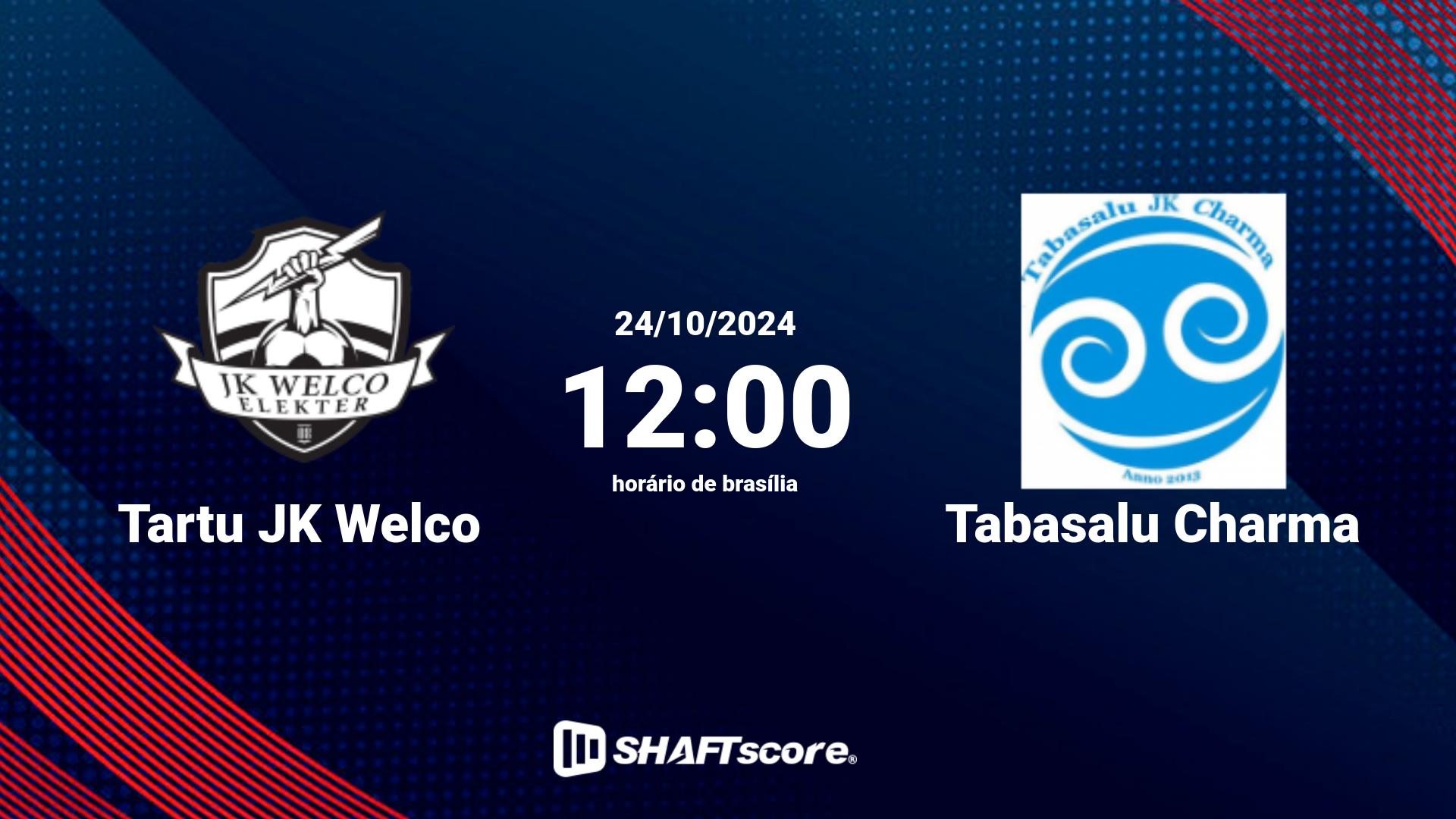 Estatísticas do jogo Tartu JK Welco vs Tabasalu Charma 24.10 12:00