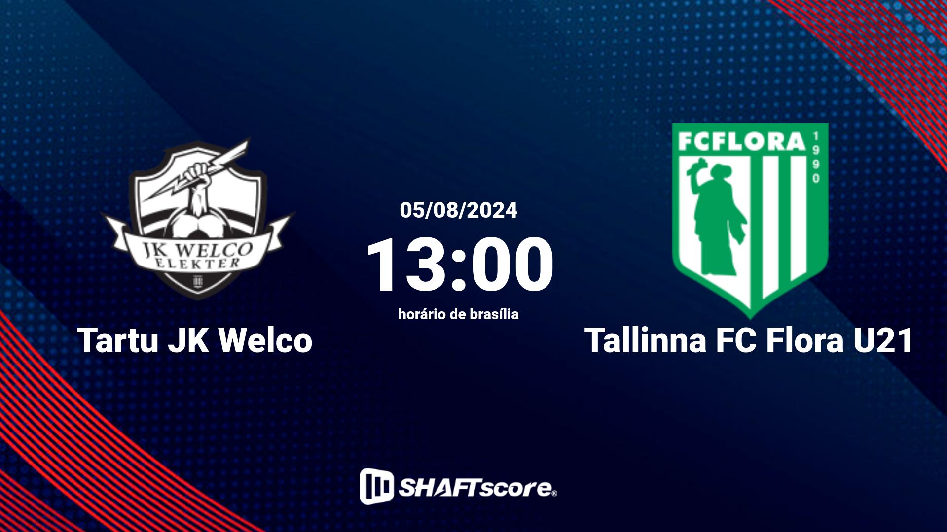 Estatísticas do jogo Tartu JK Welco vs Tallinna FC Flora U21 05.08 13:00