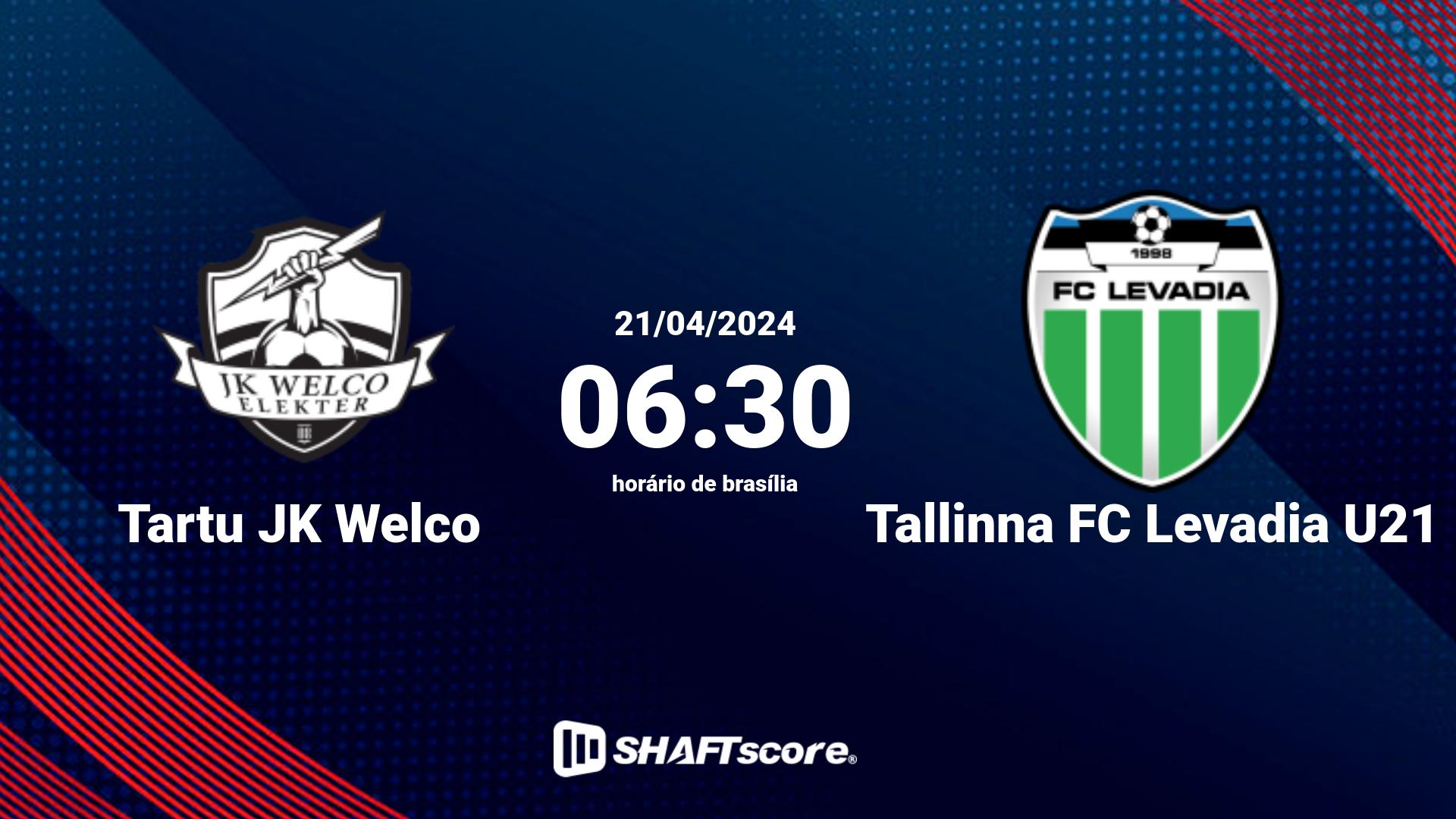 Estatísticas do jogo Tartu JK Welco vs Tallinna FC Levadia U21 21.04 06:30