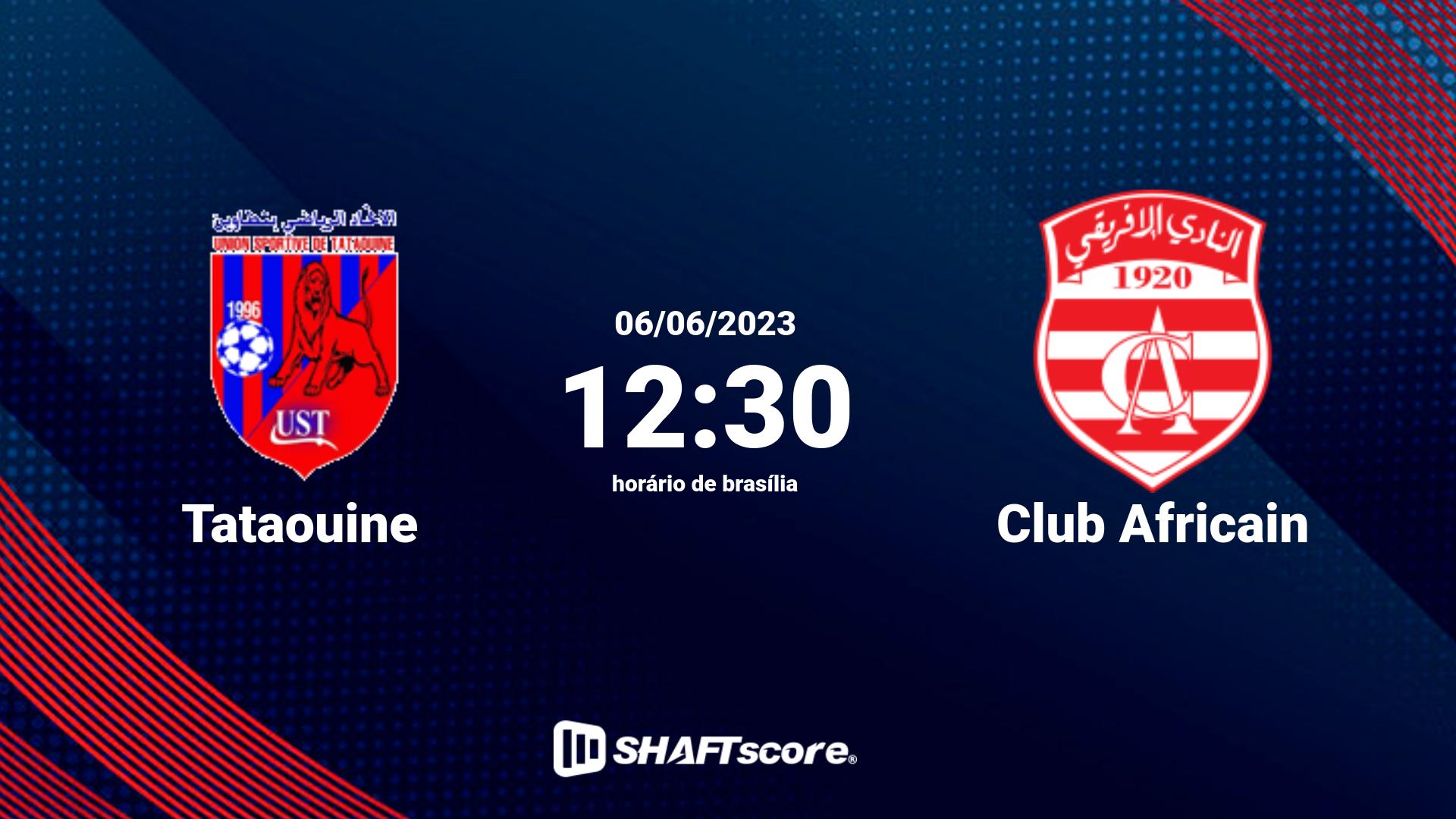 Estatísticas do jogo Tataouine vs Club Africain 06.06 12:30