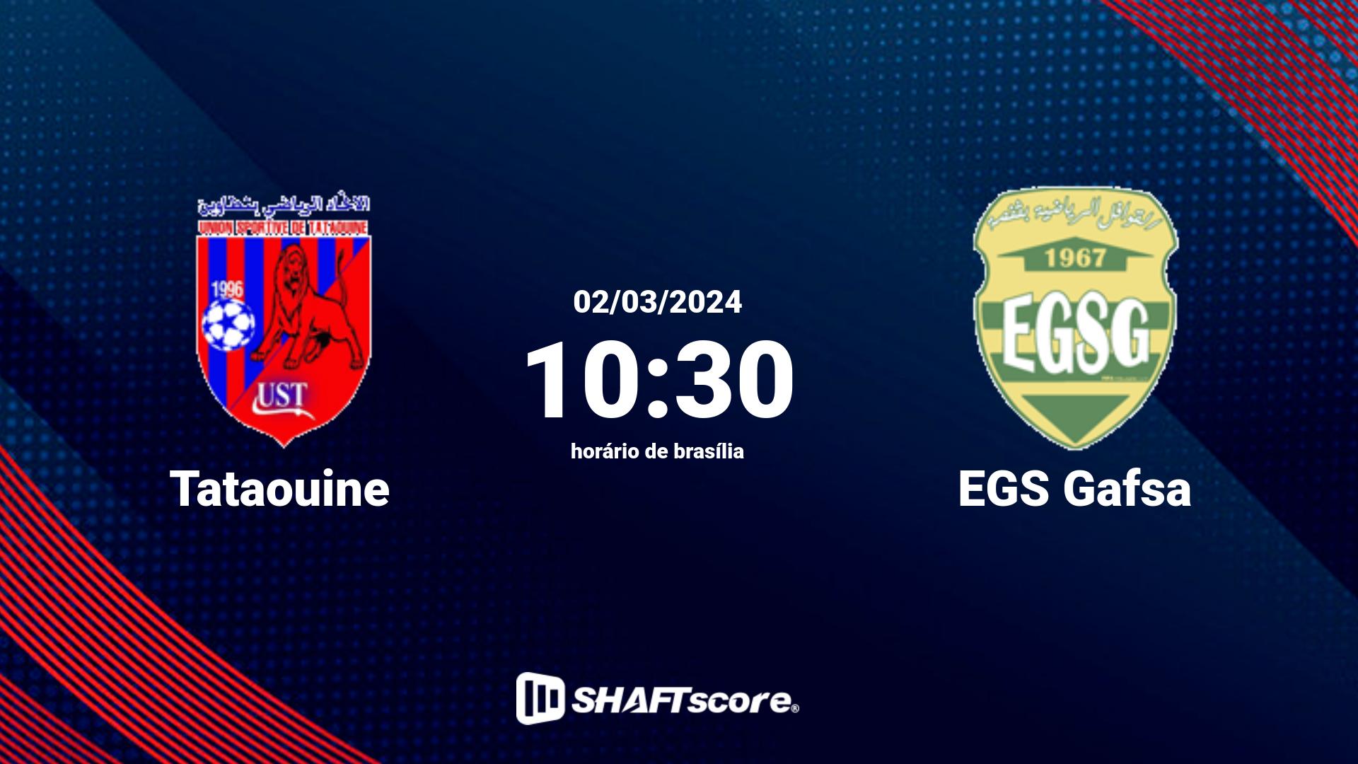 Estatísticas do jogo Tataouine vs EGS Gafsa 02.03 10:30