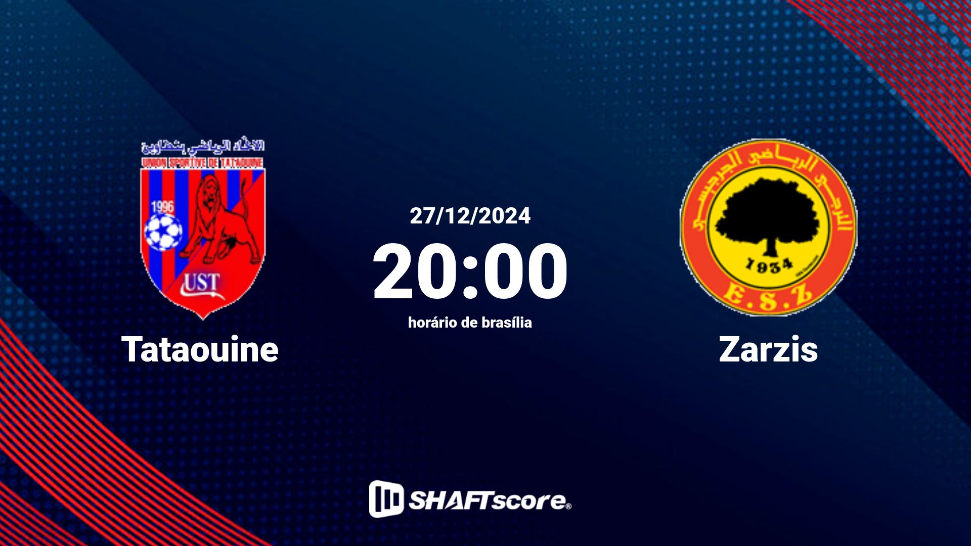 Estatísticas do jogo Tataouine vs Zarzis 27.12 20:00