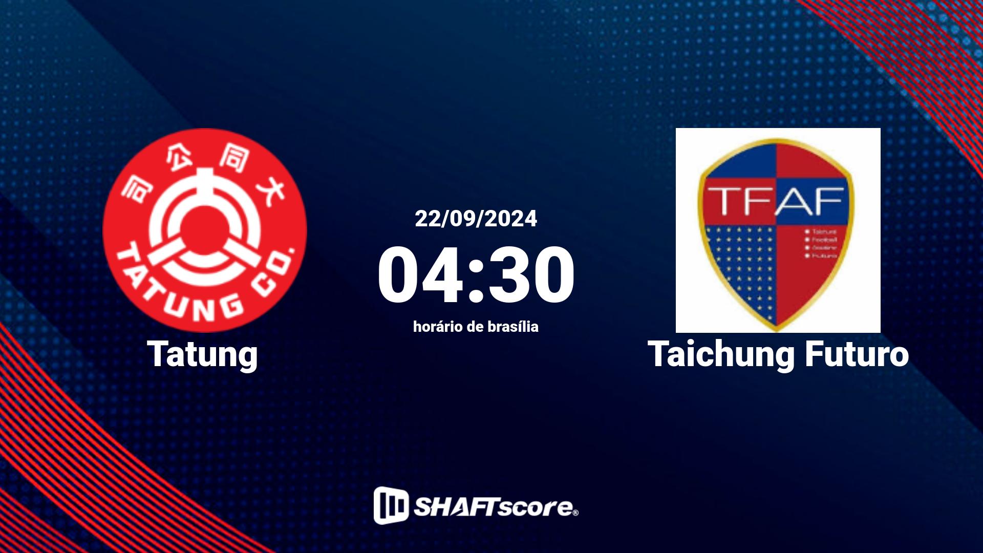 Estatísticas do jogo Tatung vs Taichung Futuro 22.09 04:30