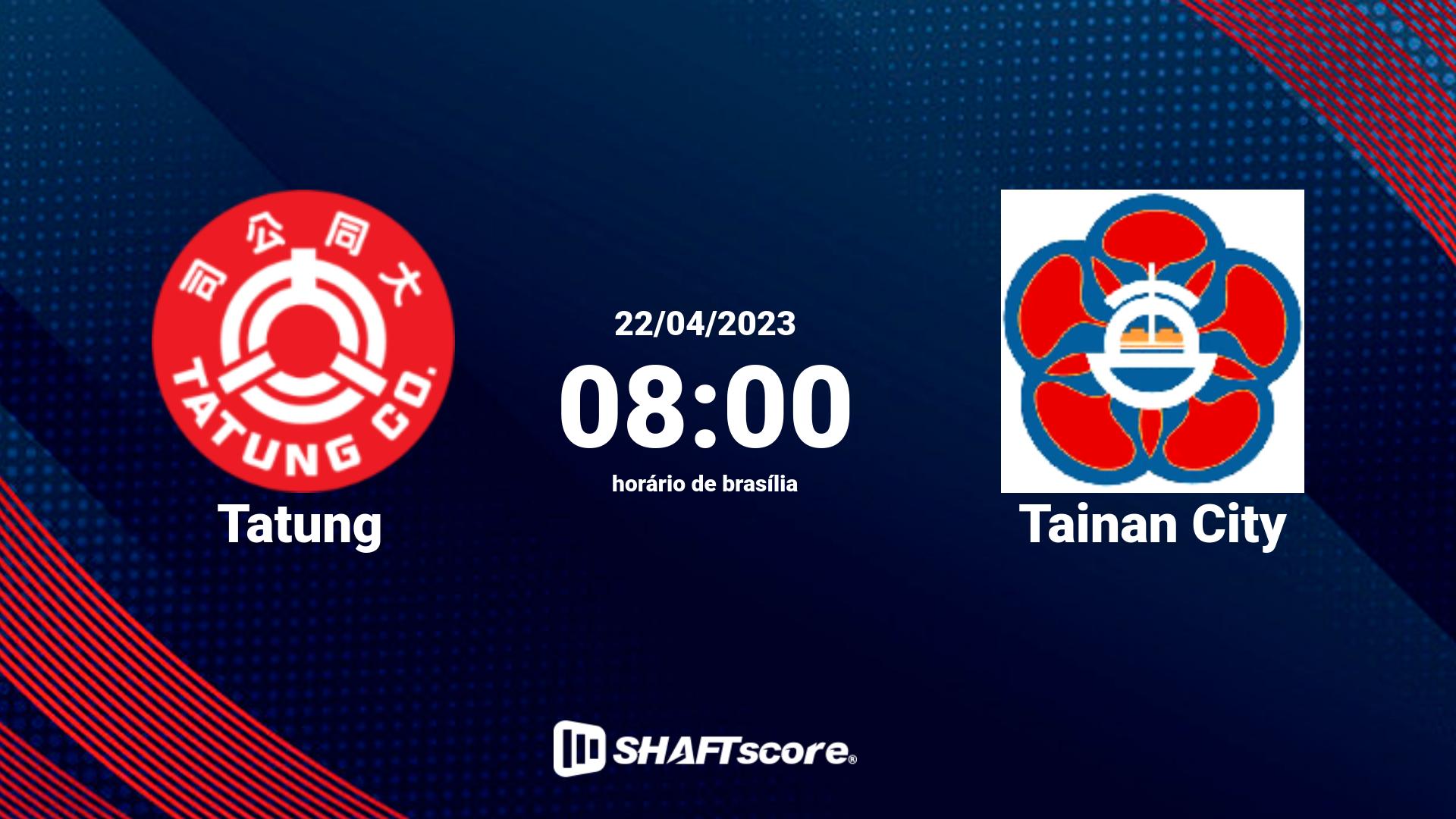 Estatísticas do jogo Tatung vs Tainan City 22.04 08:00