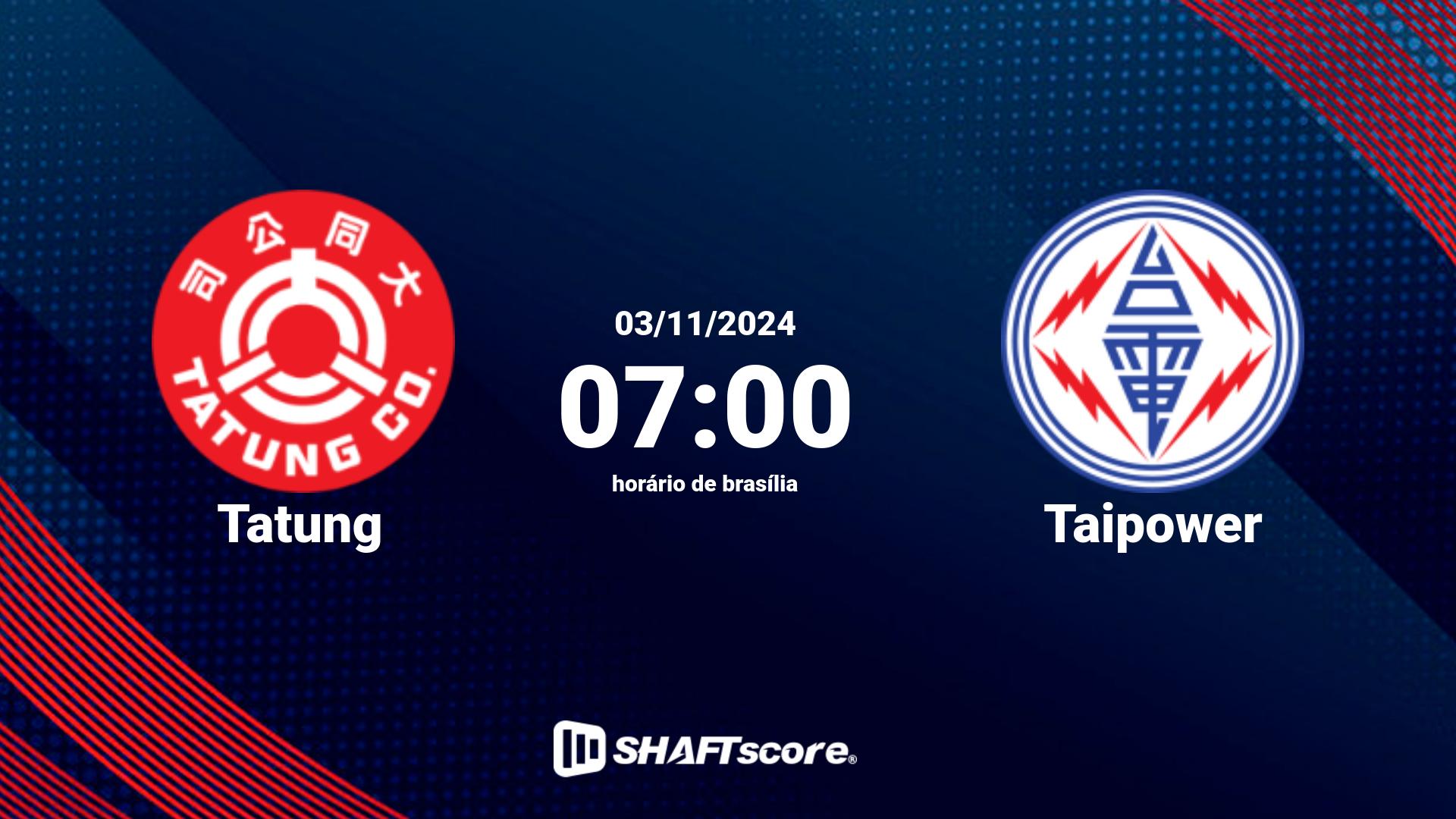 Estatísticas do jogo Tatung vs Taipower 03.11 07:00