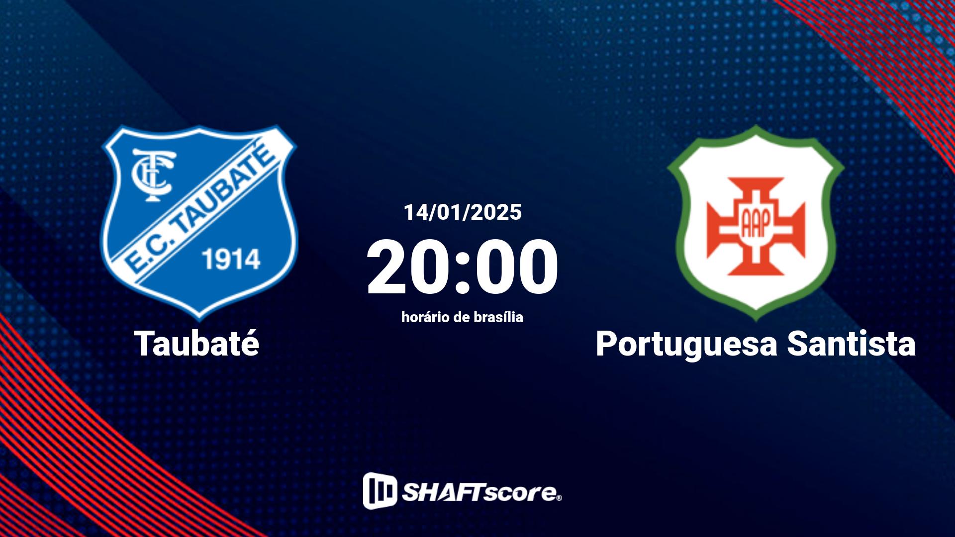 Estatísticas do jogo Taubaté vs Portuguesa Santista 14.01 20:00