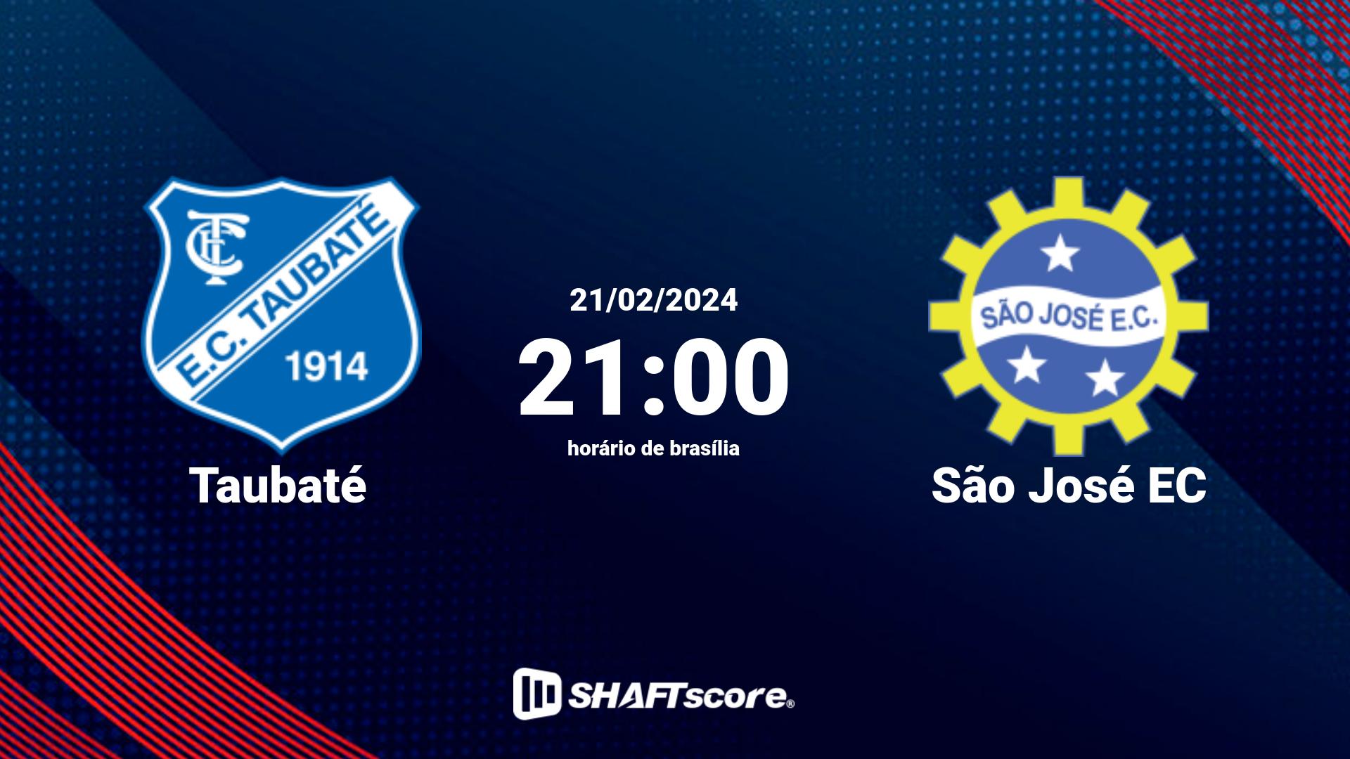 Estatísticas do jogo Taubaté vs São José EC 21.02 21:00