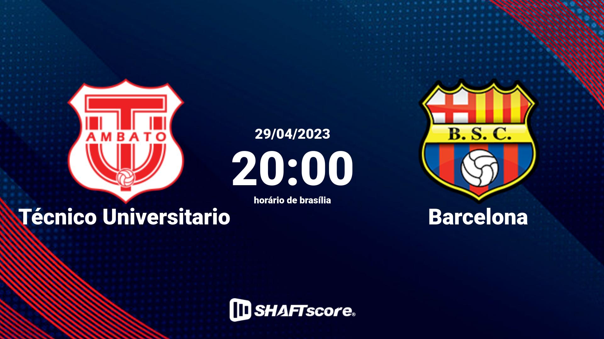 Estatísticas do jogo Técnico Universitario vs Barcelona 29.04 20:00