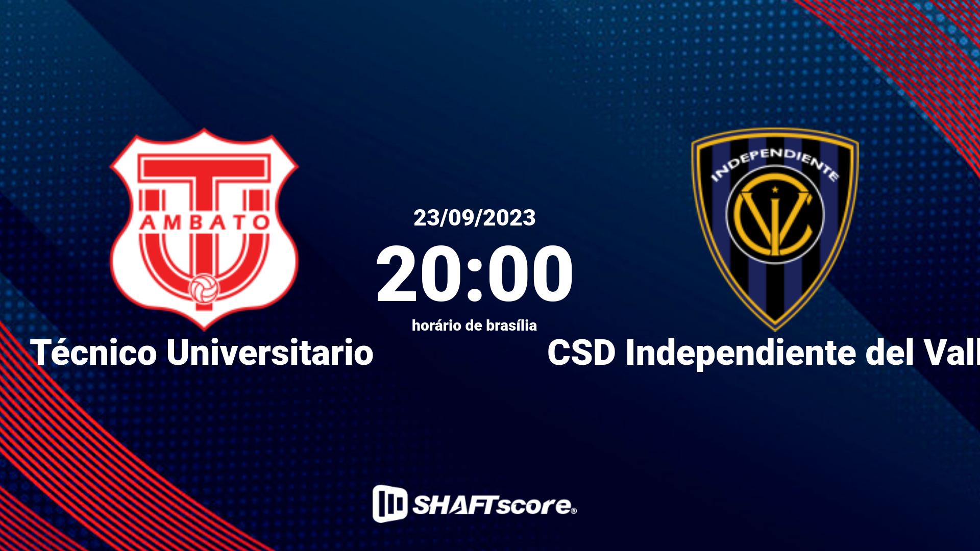 Estatísticas do jogo Técnico Universitario vs CSD Independiente del Valle 23.09 20:00