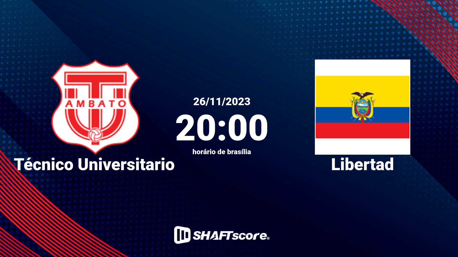 Estatísticas do jogo Técnico Universitario vs Libertad 26.11 20:00