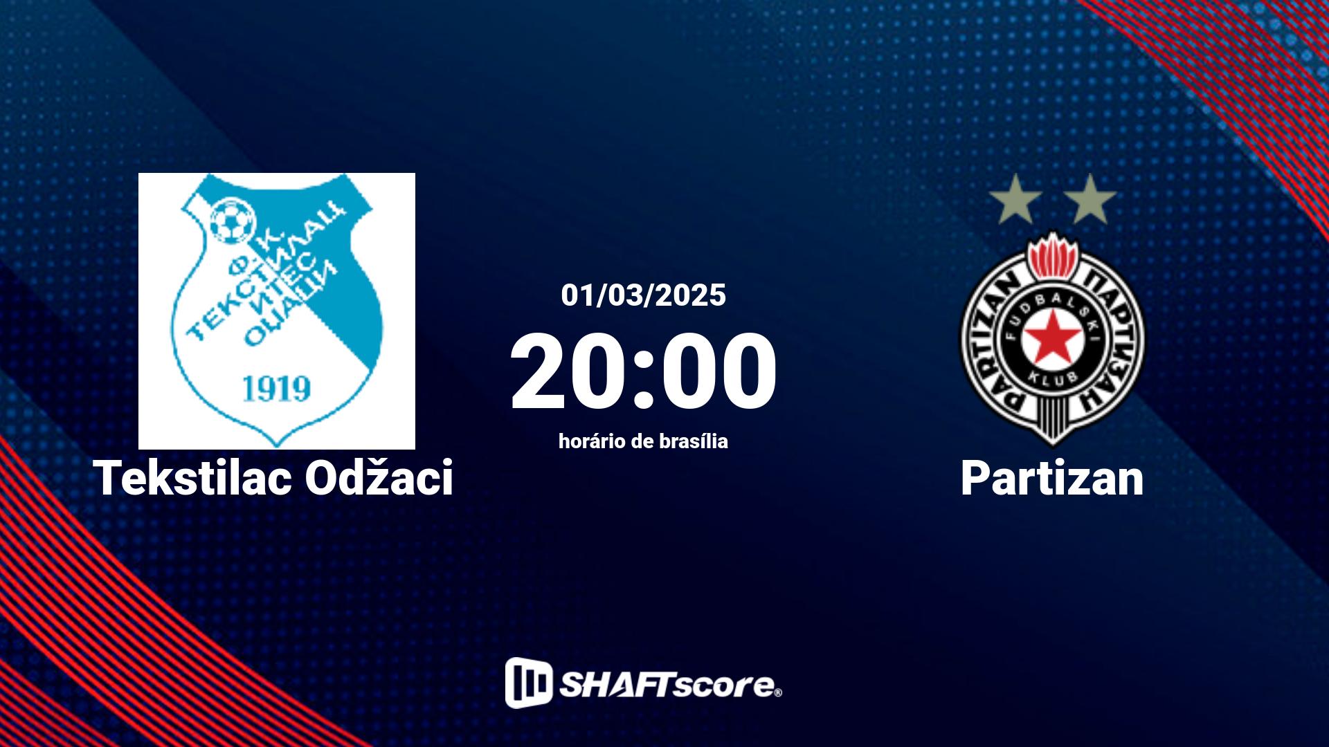 Estatísticas do jogo Tekstilac Odžaci vs Partizan 01.03 20:00