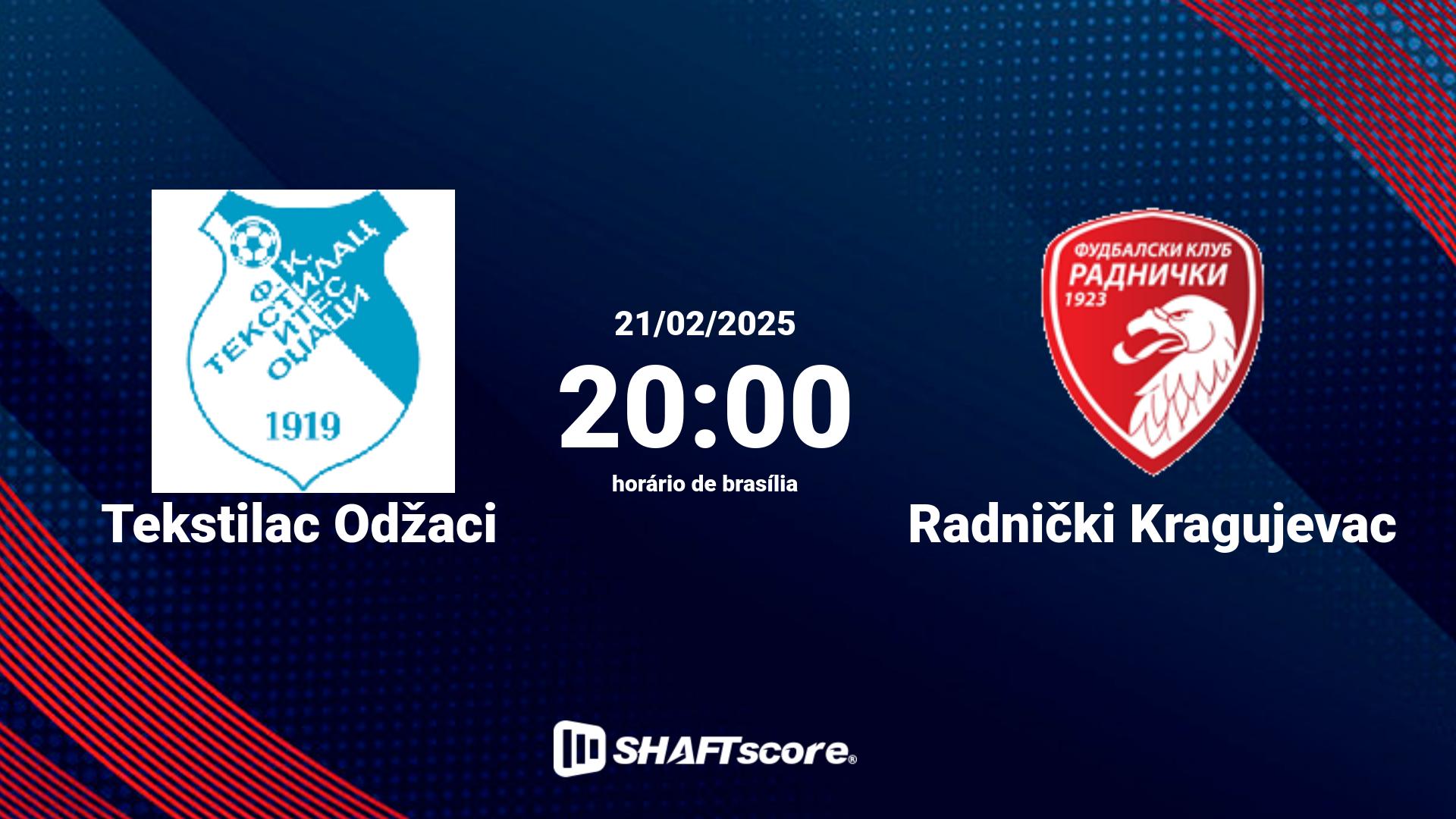 Estatísticas do jogo Tekstilac Odžaci vs Radnički Kragujevac 21.02 20:00