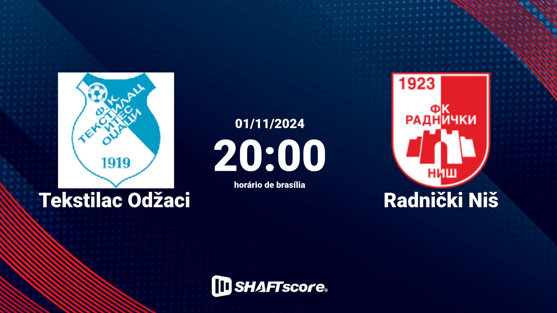 Estatísticas do jogo Tekstilac Odžaci vs Radnički Niš 01.11 20:00