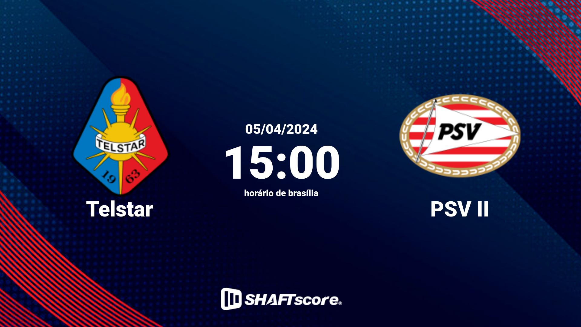 Estatísticas do jogo Telstar vs PSV II 05.04 15:00