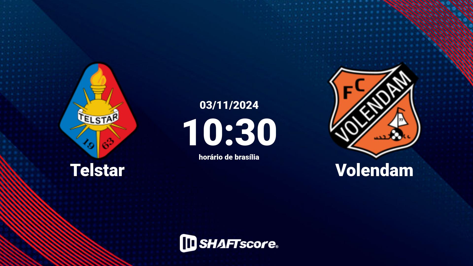 Estatísticas do jogo Telstar vs Volendam 03.11 10:30