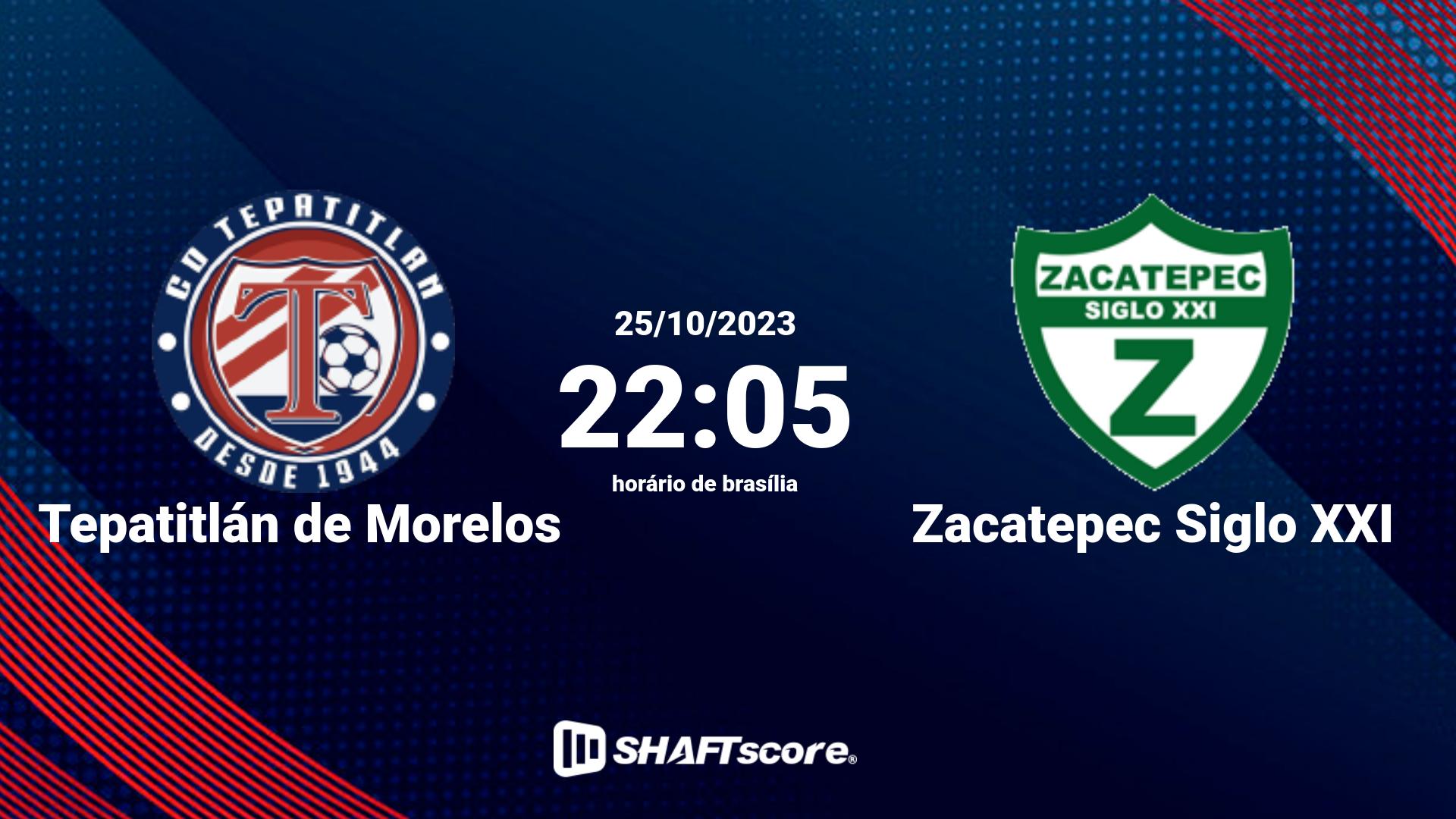 Estatísticas do jogo Tepatitlán de Morelos vs Zacatepec Siglo XXI 25.10 22:05