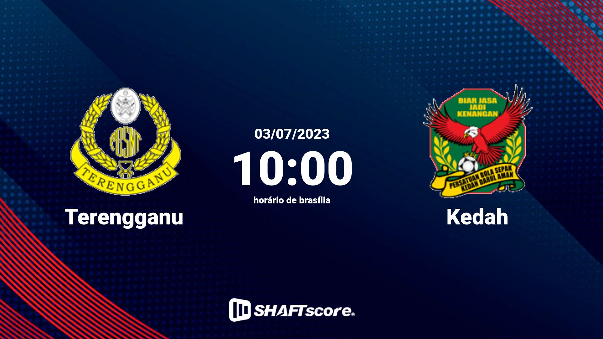 Estatísticas do jogo Terengganu vs Kedah 03.07 10:00