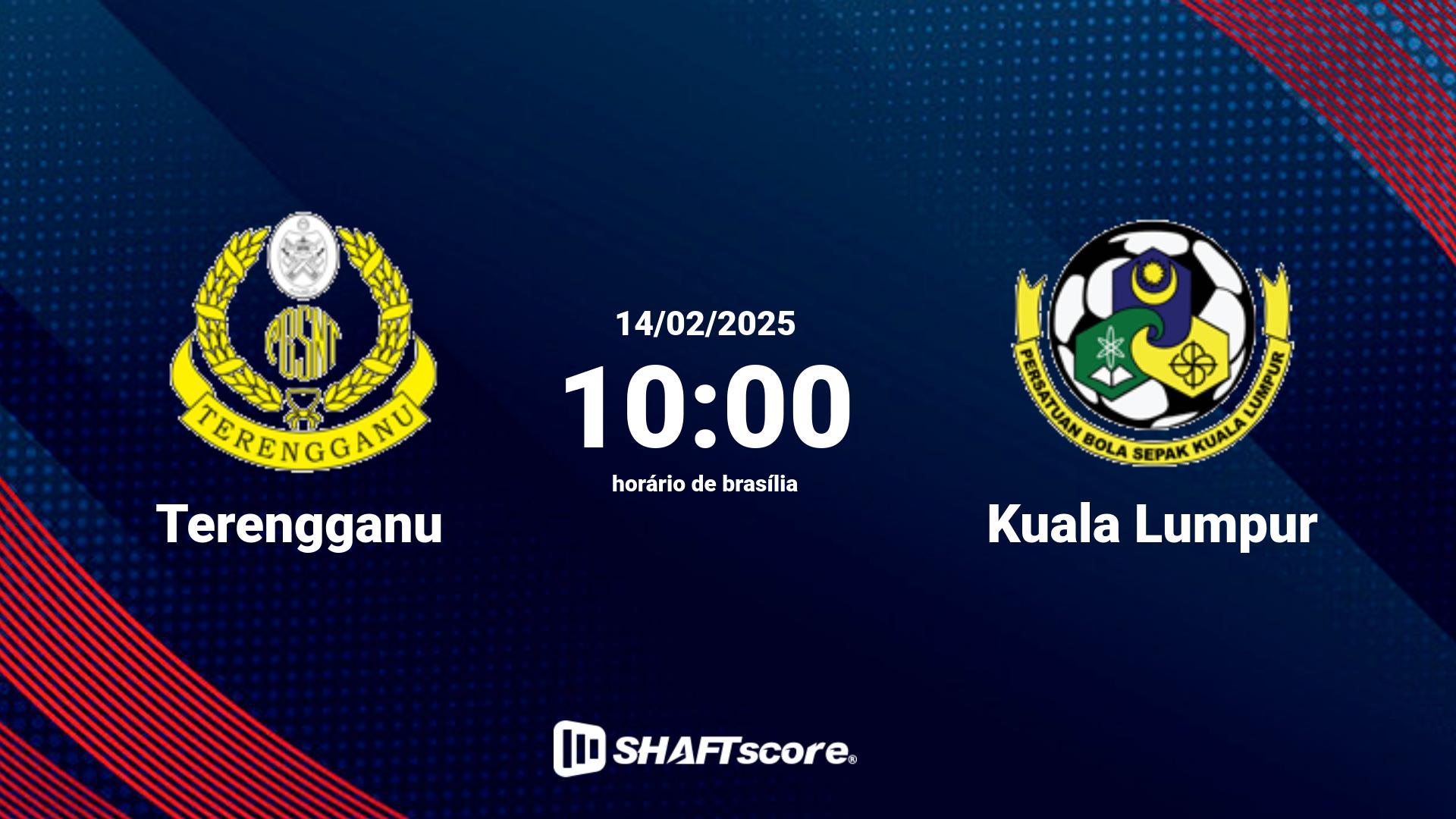 Estatísticas do jogo Terengganu vs Kuala Lumpur 14.02 10:00