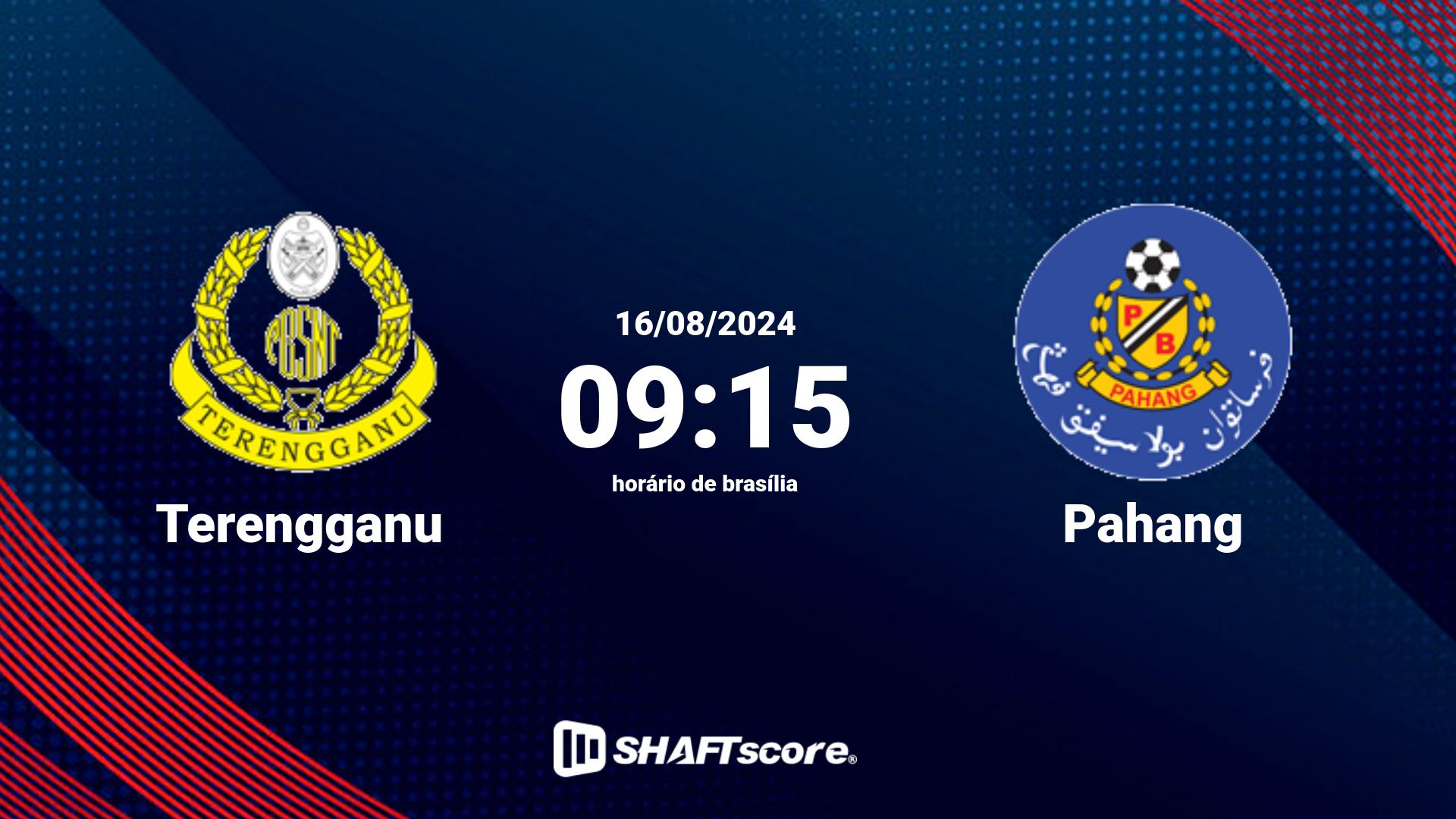 Estatísticas do jogo Terengganu vs Pahang 16.08 09:15