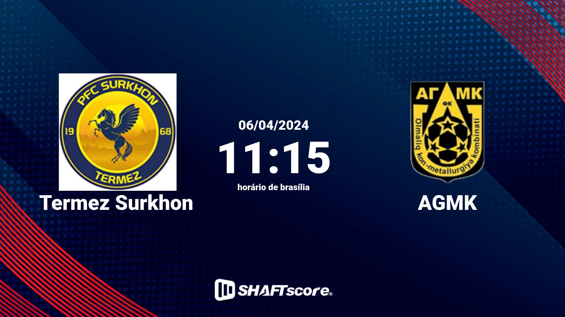 Estatísticas do jogo Termez Surkhon vs AGMK 06.04 11:15