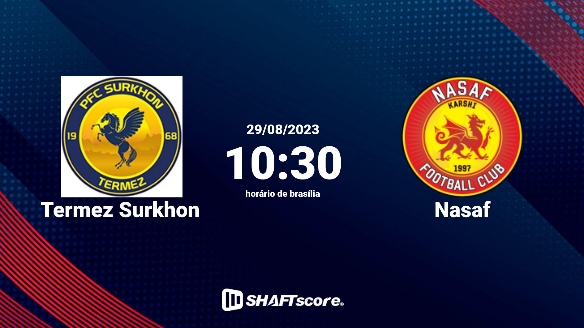 Estatísticas do jogo Termez Surkhon vs Nasaf 29.08 10:30