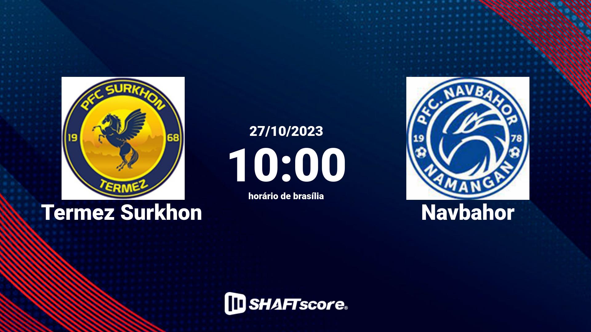 Estatísticas do jogo Termez Surkhon vs Navbahor 27.10 10:00