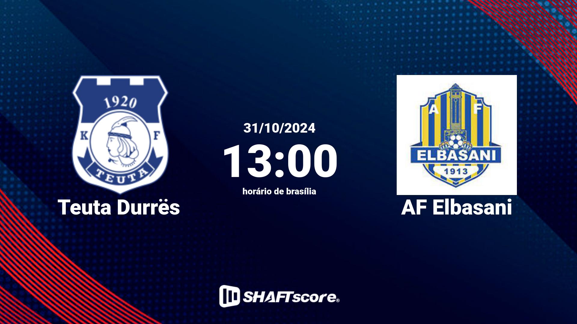 Estatísticas do jogo Teuta Durrës vs AF Elbasani 31.10 13:00