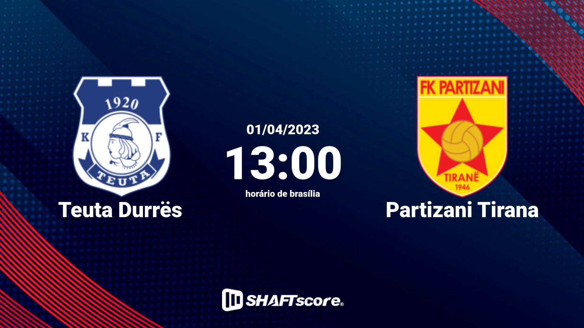 Estatísticas do jogo Teuta Durrës vs Partizani Tirana 01.04 13:00