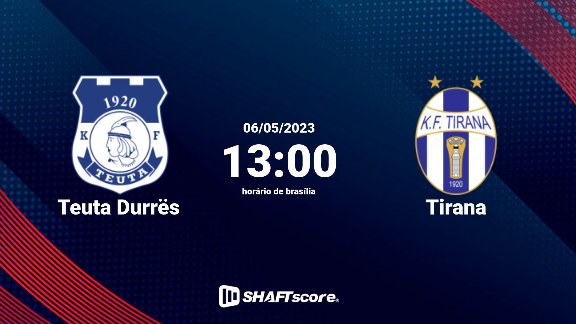 Estatísticas do jogo Teuta Durrës vs Tirana 06.05 13:00