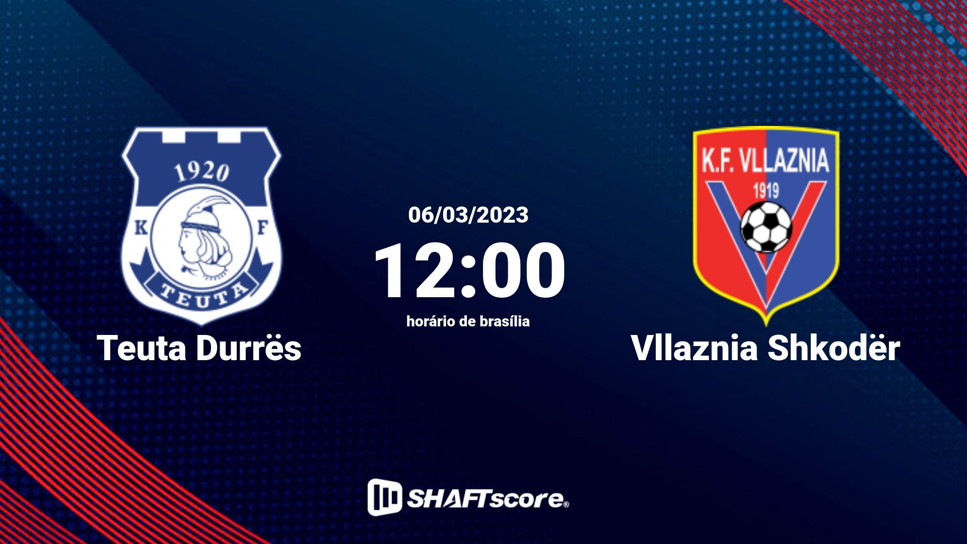 Estatísticas do jogo Teuta Durrës vs Vllaznia Shkodër 06.03 12:00