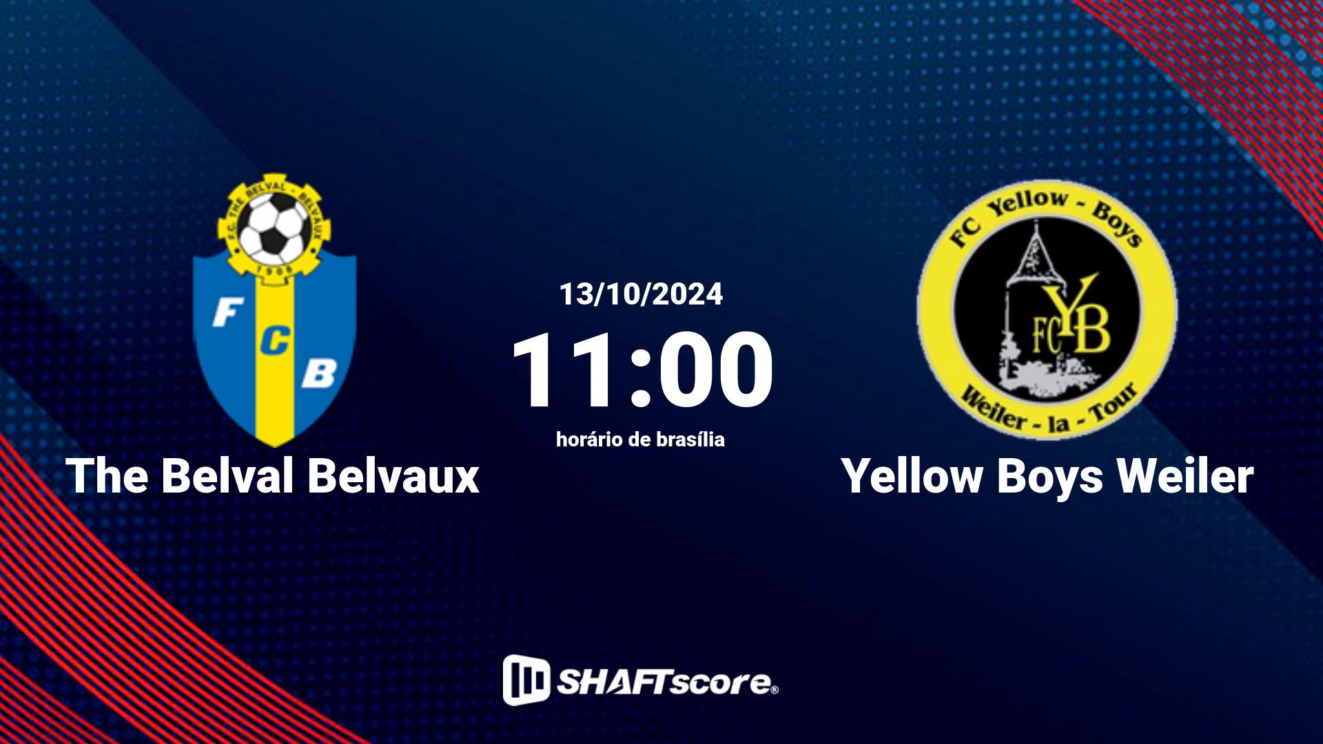 Estatísticas do jogo The Belval Belvaux vs Yellow Boys Weiler 13.10 11:00