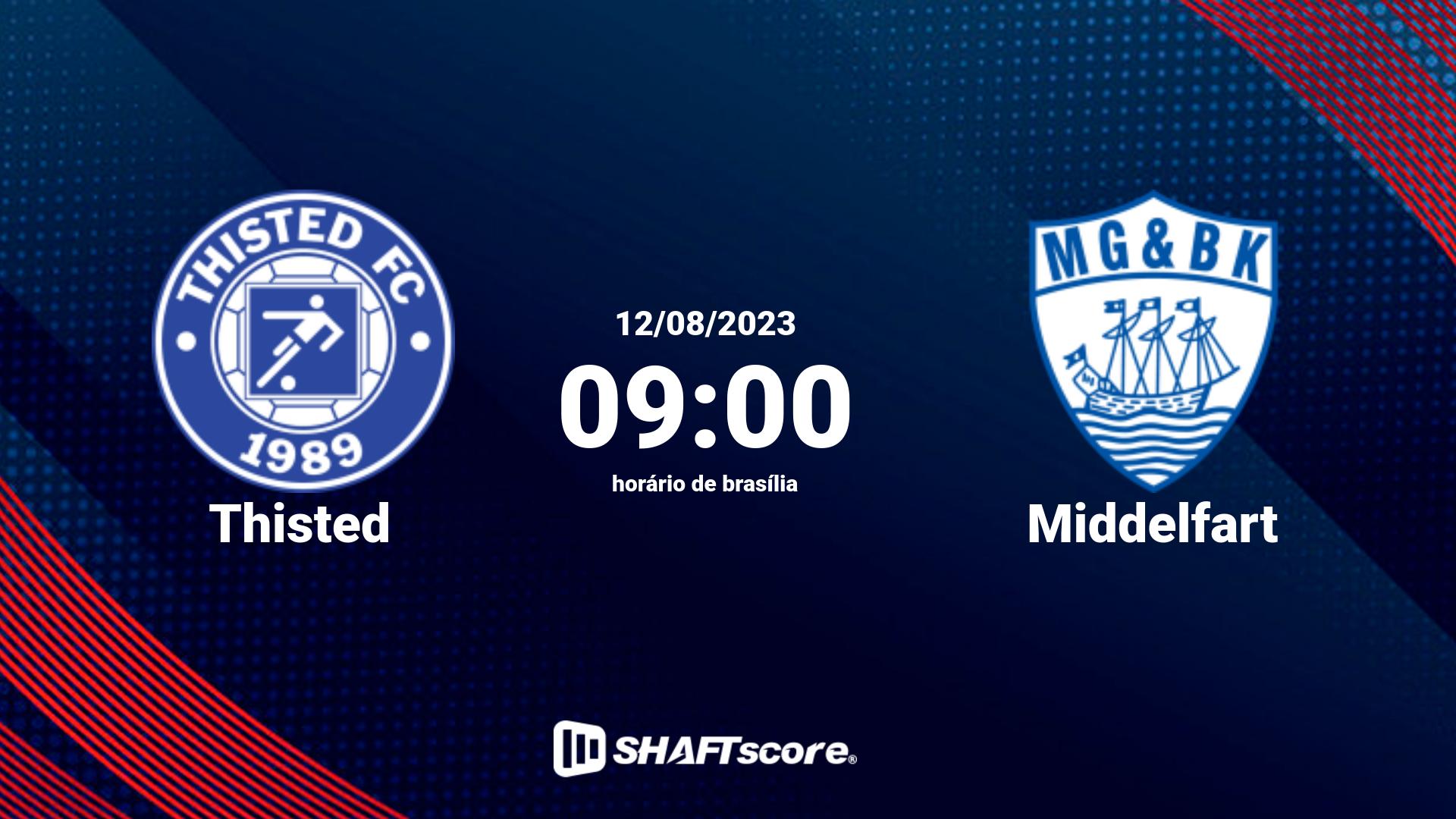 Estatísticas do jogo Thisted vs Middelfart 12.08 09:00