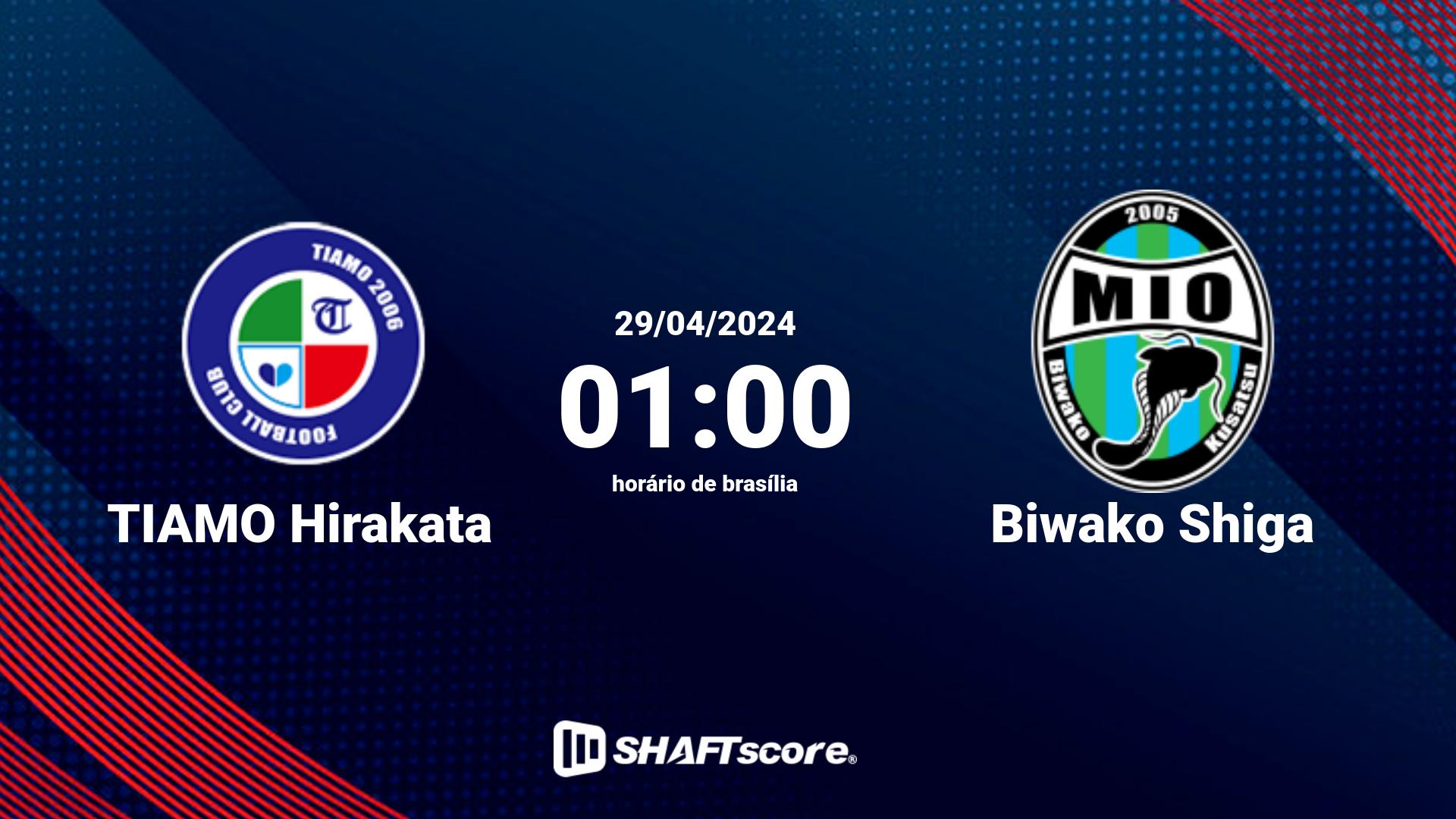 Estatísticas do jogo TIAMO Hirakata vs Biwako Shiga 29.04 01:00