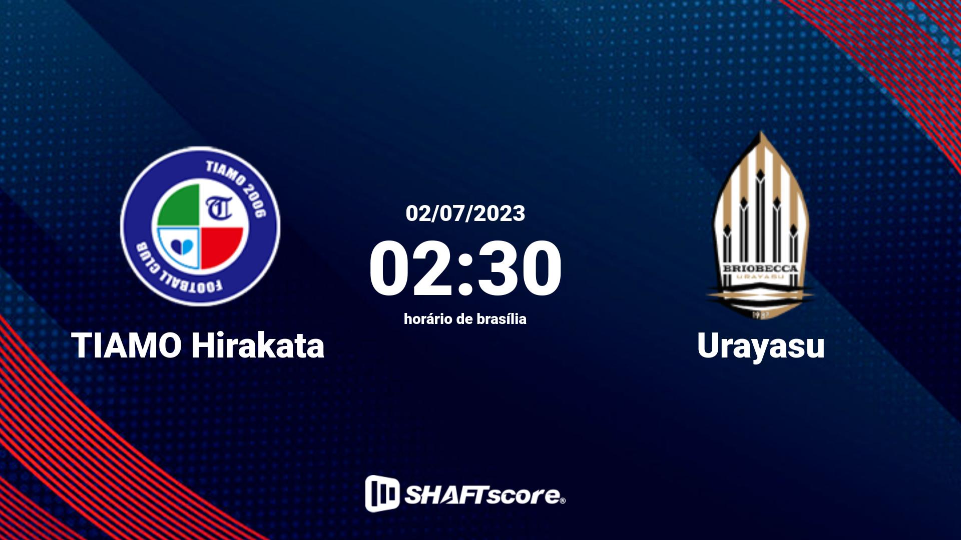 Estatísticas do jogo TIAMO Hirakata vs Urayasu 02.07 02:30