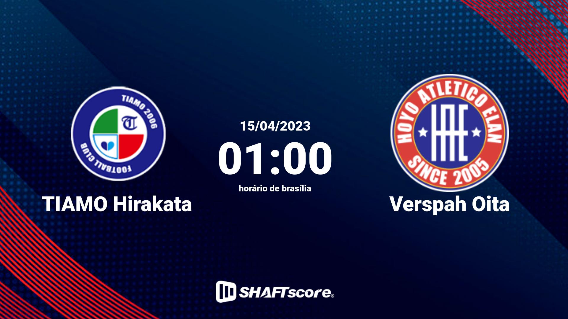 Estatísticas do jogo TIAMO Hirakata vs Verspah Oita 15.04 01:00