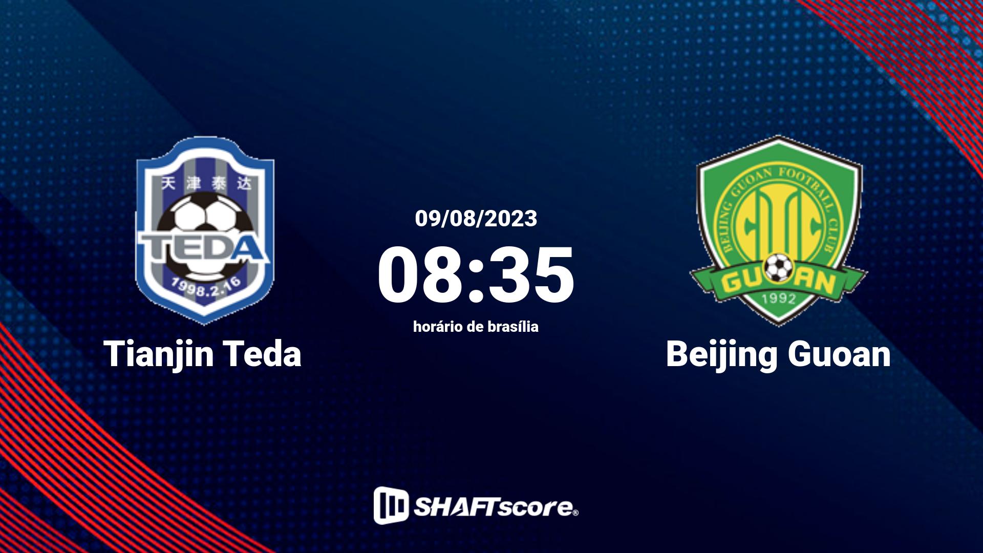 Estatísticas do jogo Tianjin Teda vs Beijing Guoan 09.08 08:35