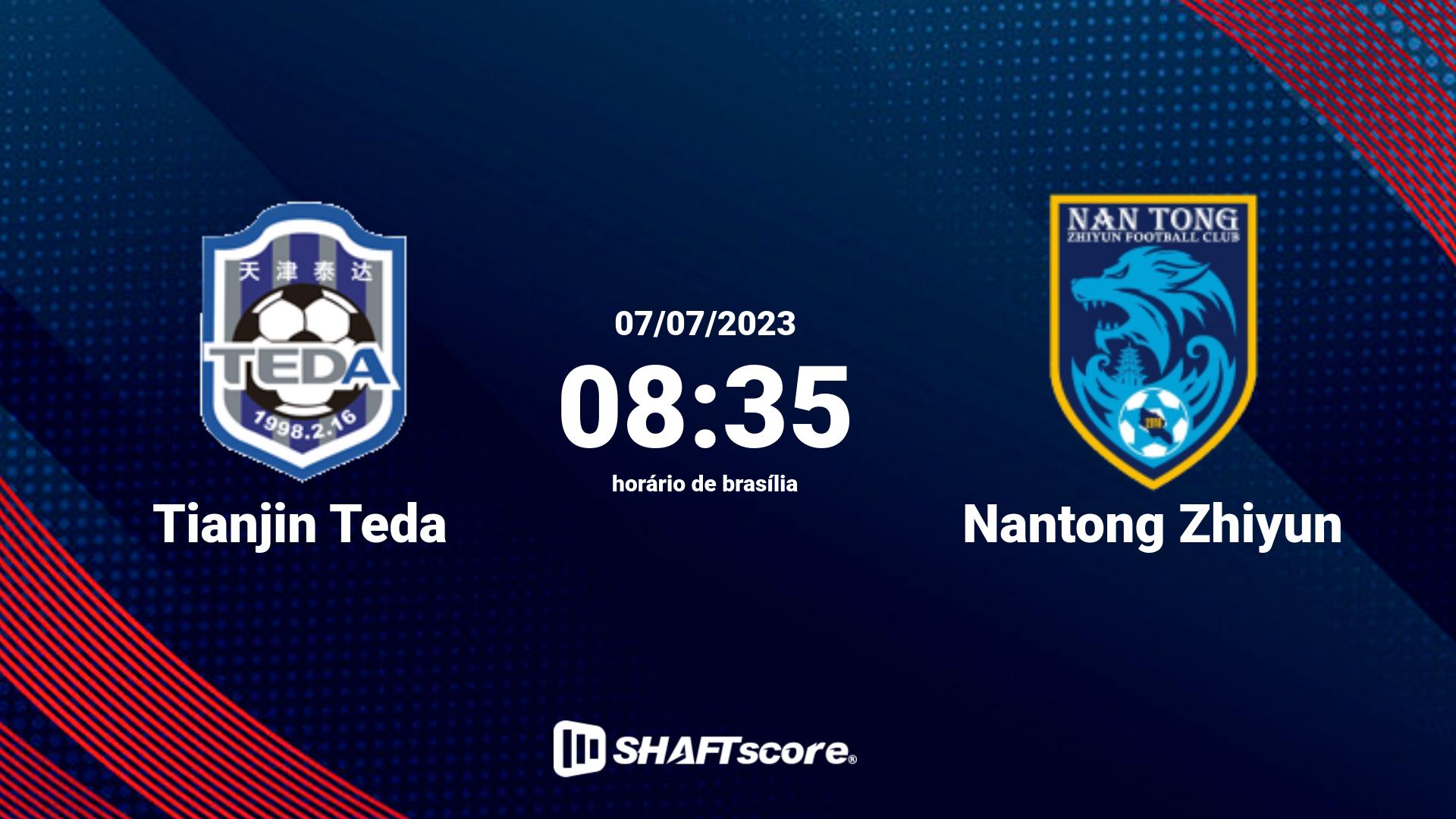 Estatísticas do jogo Tianjin Teda vs Nantong Zhiyun 07.07 08:35