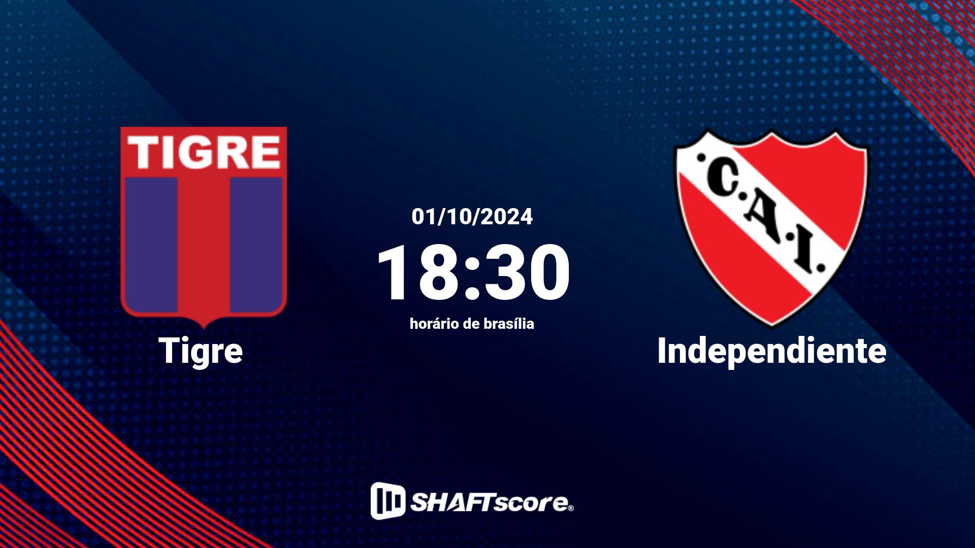 Estatísticas do jogo Tigre vs Independiente 01.10 18:30