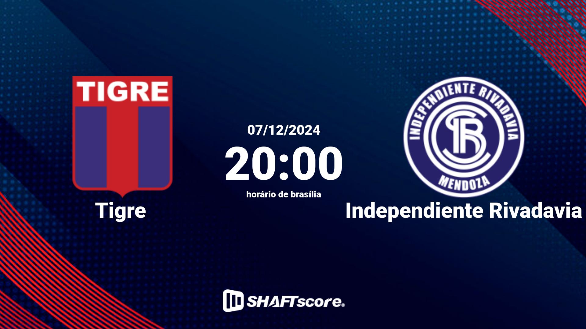 Estatísticas do jogo Tigre vs Independiente Rivadavia 07.12 20:00