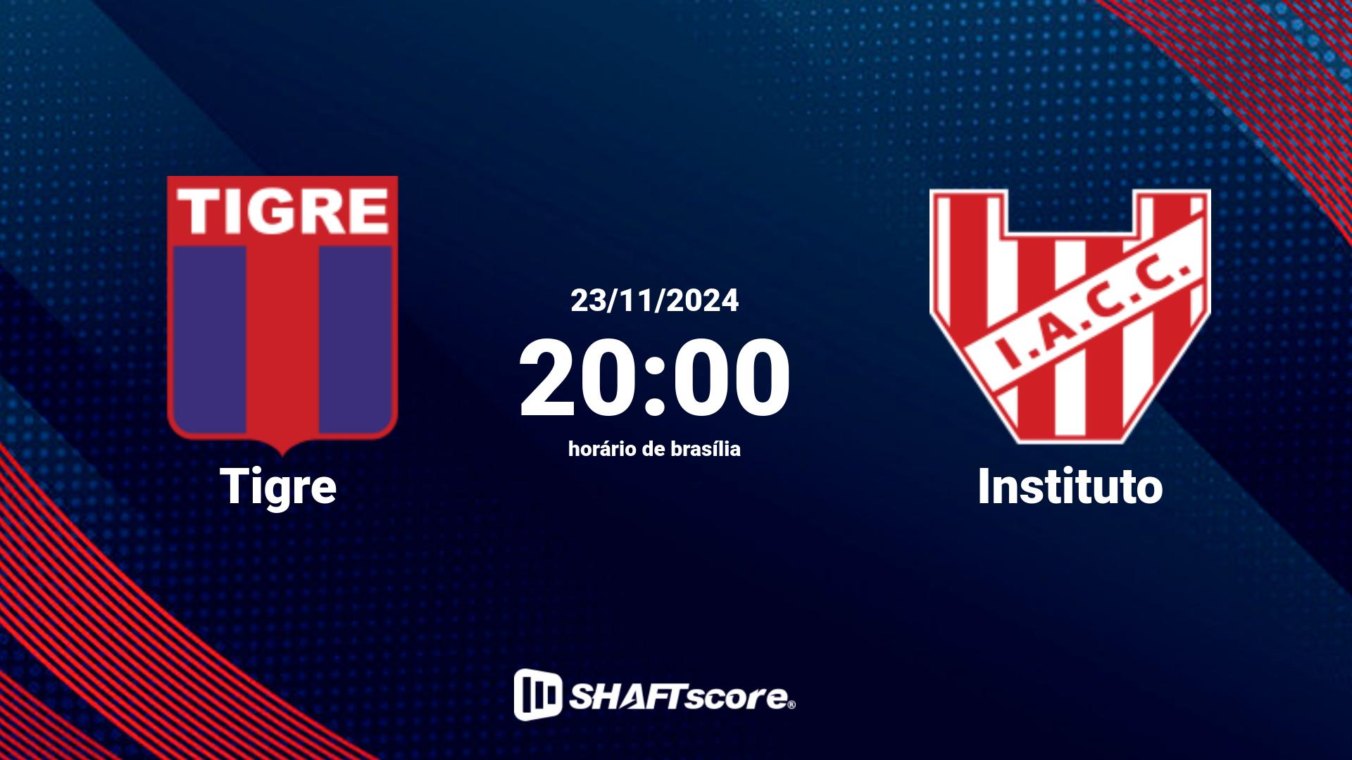 Estatísticas do jogo Tigre vs Instituto 23.11 20:00