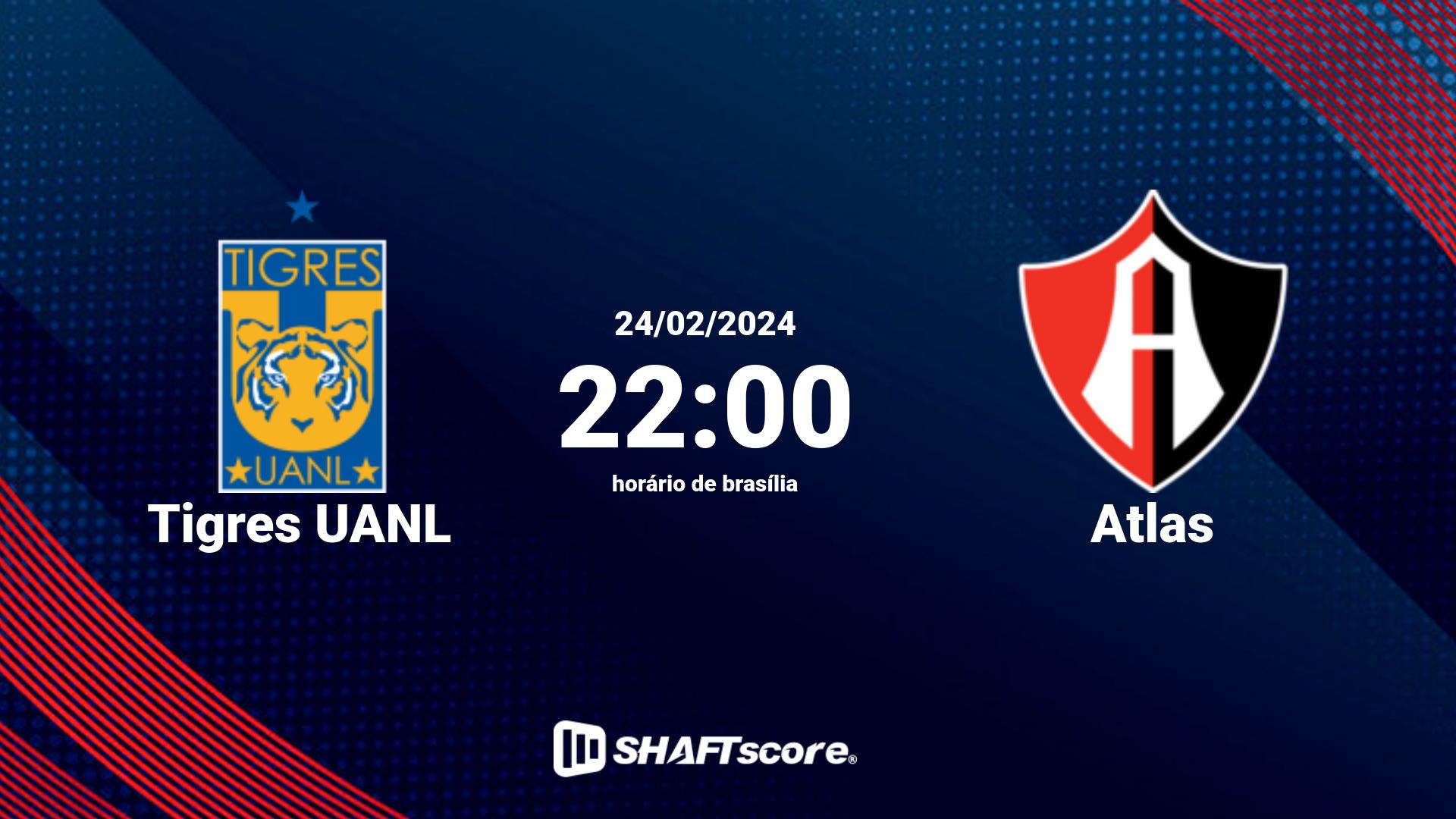 Estatísticas do jogo Tigres UANL vs Atlas 24.02 22:00
