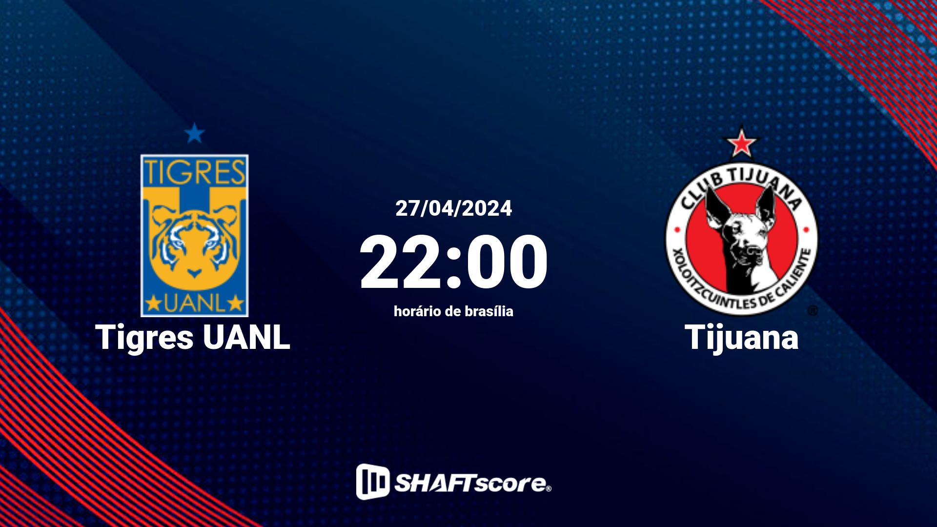 Estatísticas do jogo Tigres UANL vs Tijuana 27.04 22:00