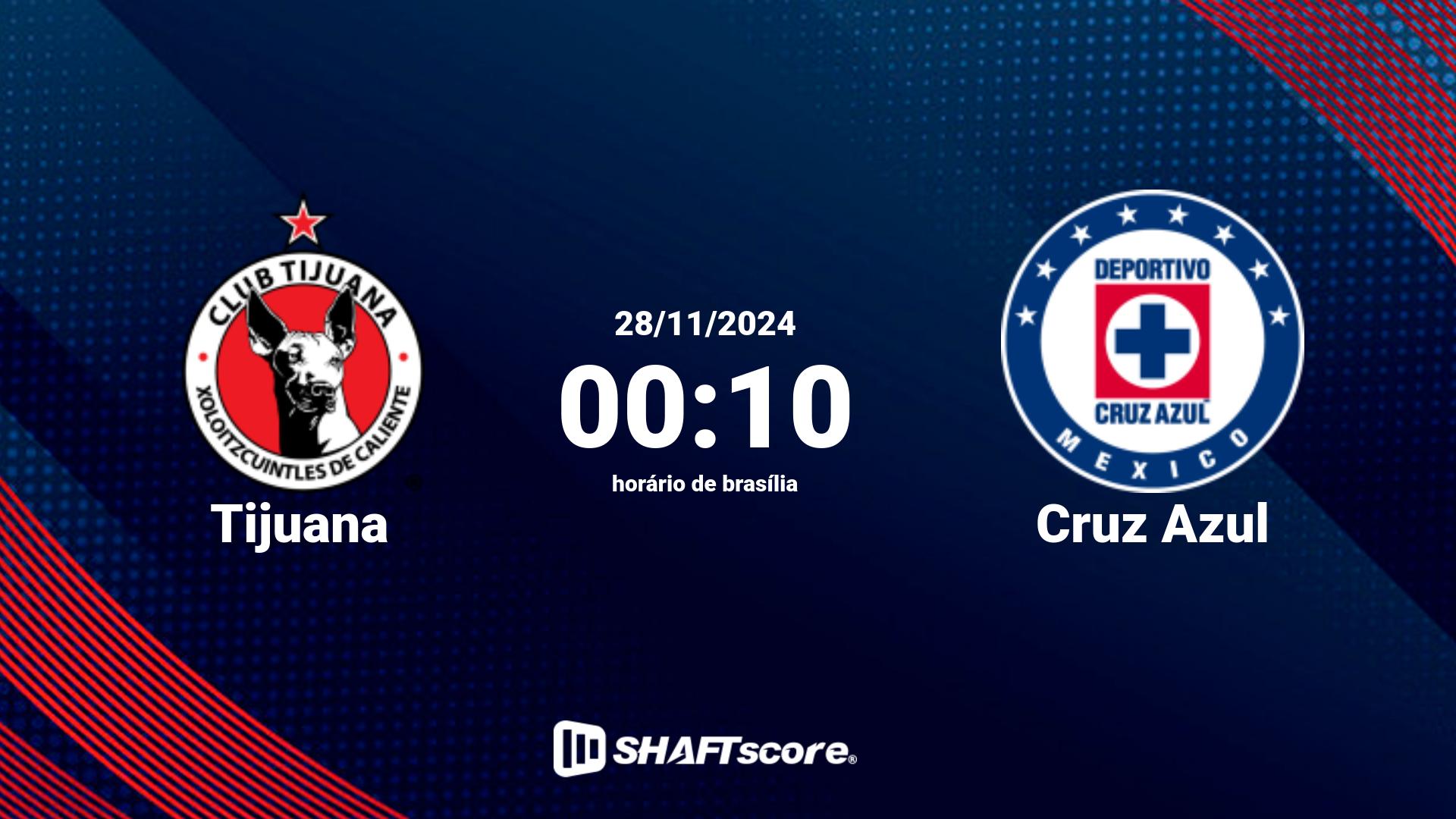 Estatísticas do jogo Tijuana vs Cruz Azul 28.11 00:10