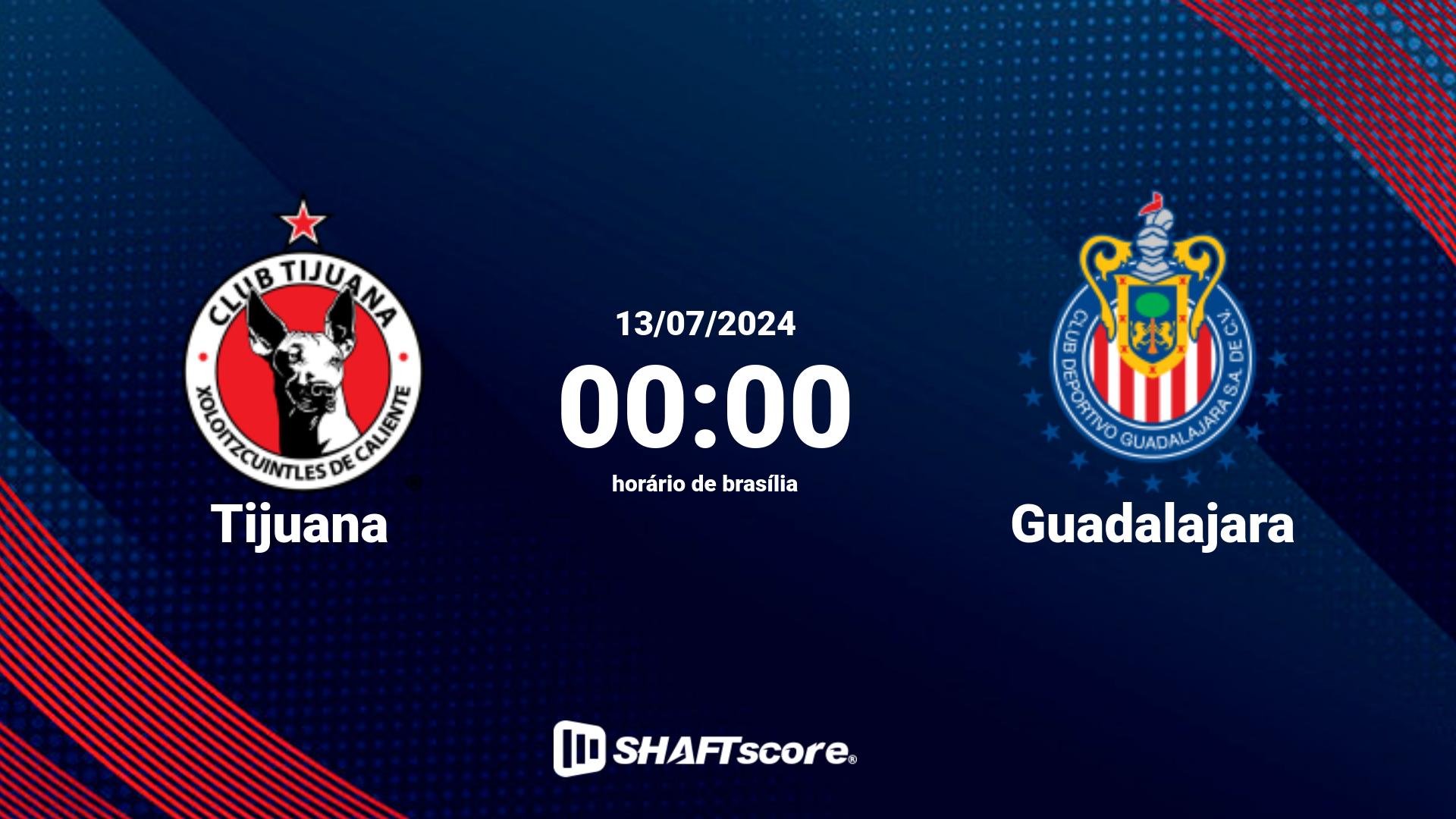 Estatísticas do jogo Tijuana vs Guadalajara 13.07 00:00
