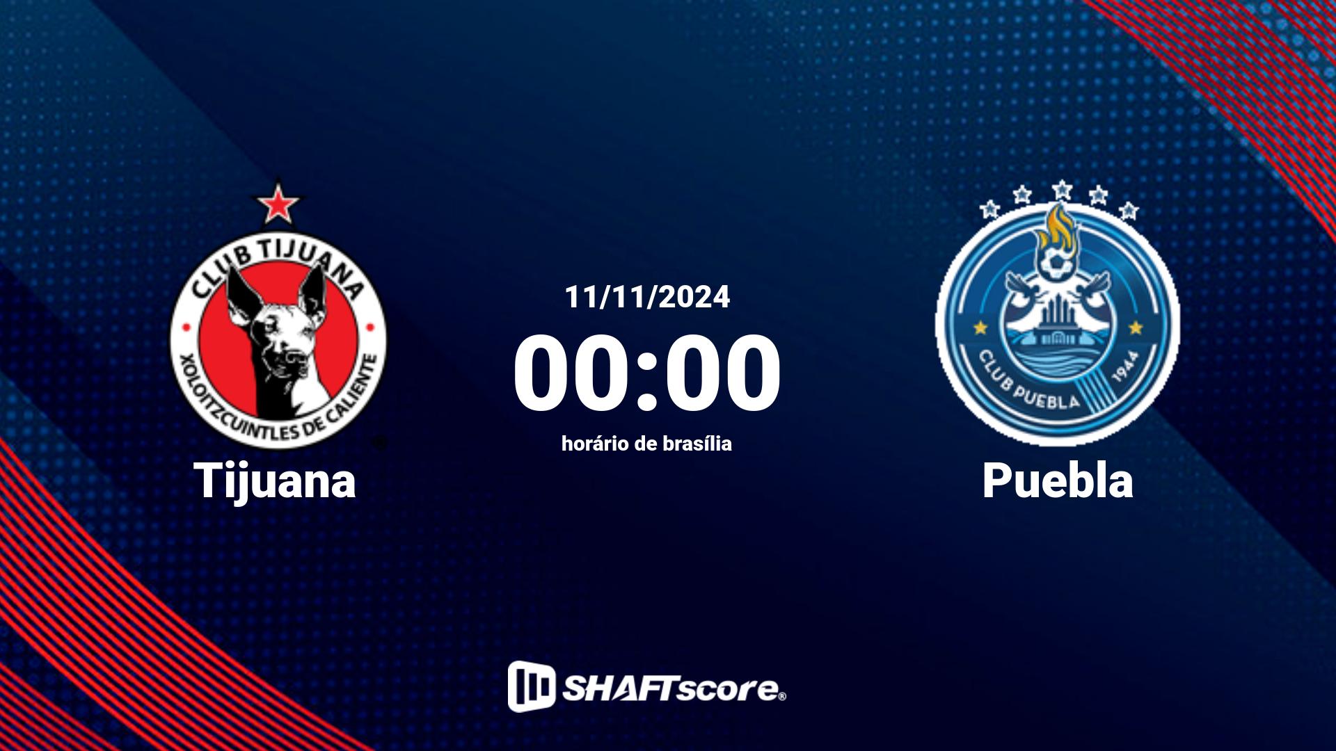 Estatísticas do jogo Tijuana vs Puebla 11.11 00:00