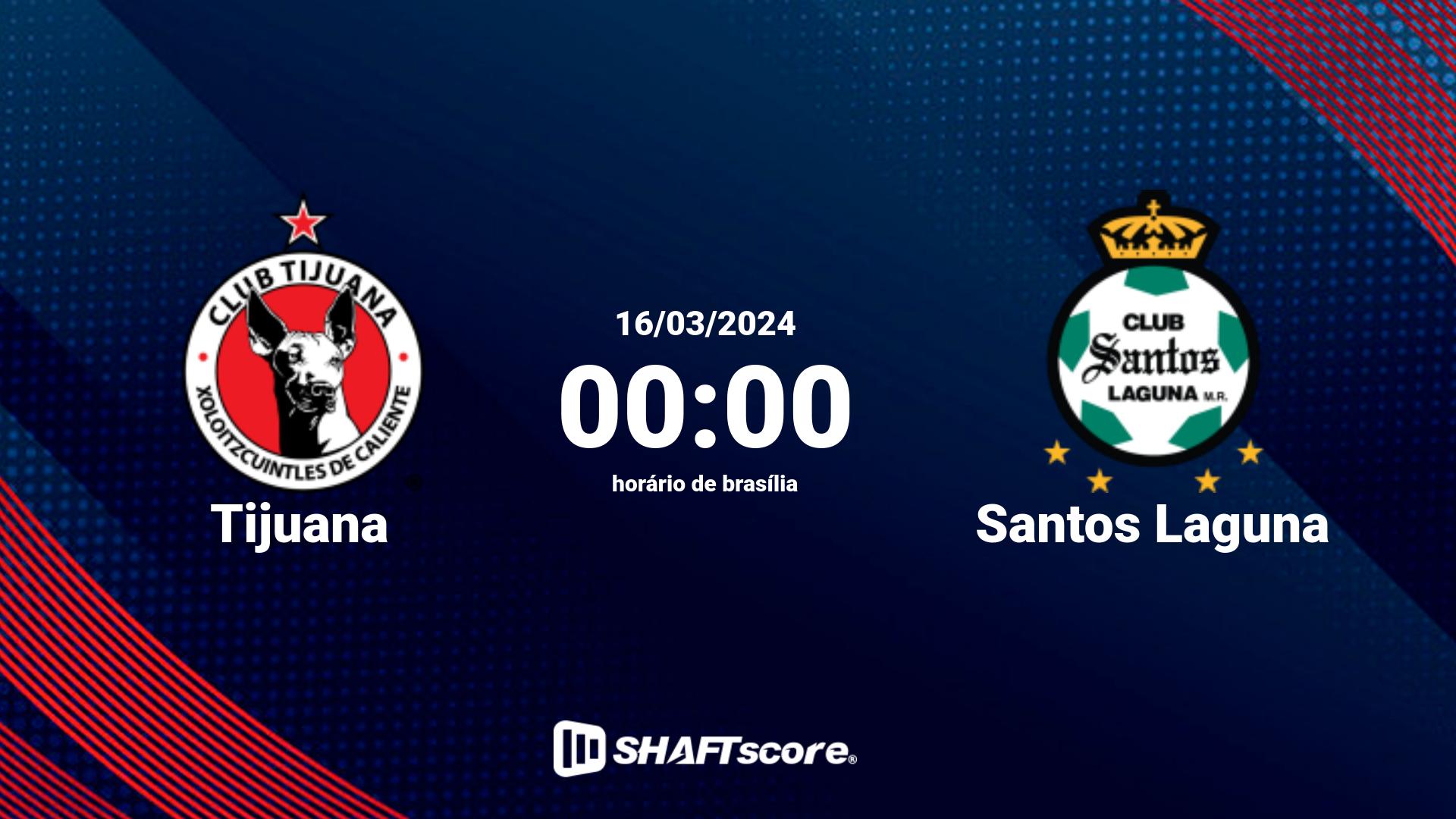 Estatísticas do jogo Tijuana vs Santos Laguna 16.03 00:00